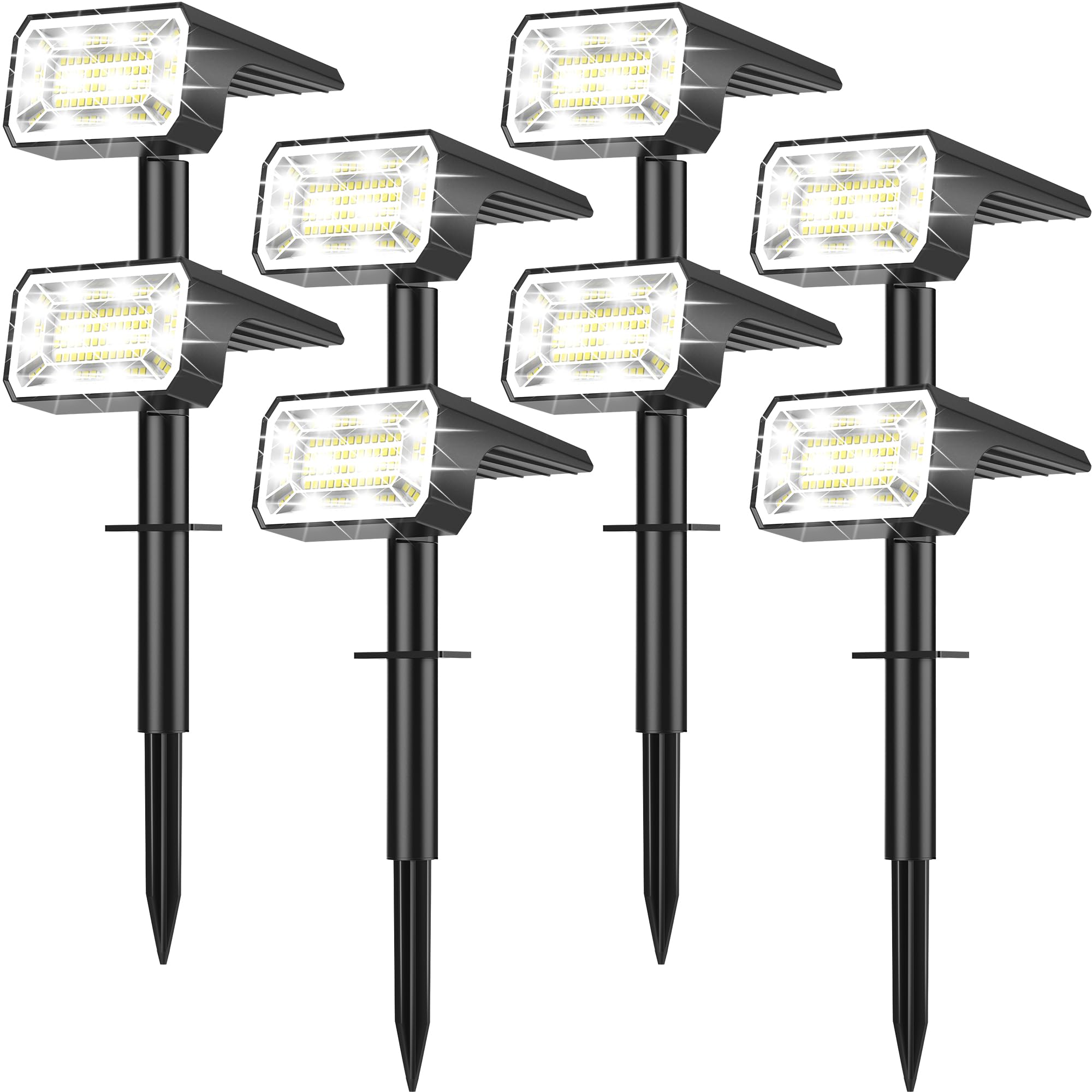 Solar Spot Lights Outdoor Waterproof IP65 8 Pack 100 LED 4 Modes 2-in-1 Solar Landscape Spotlights Auto On