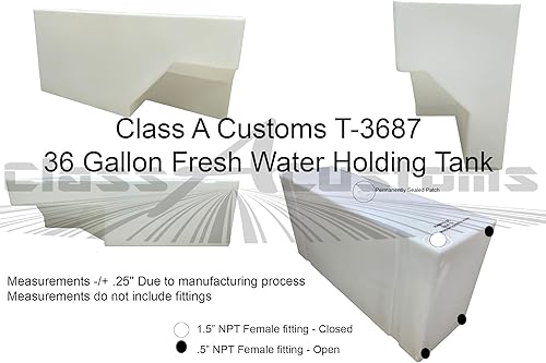 Miniatura 3 de Clase A Customs T-3687 RV Tanque de 36 galones para uso de agua fresca y gris  Diseñado para adaptarse a Sprinter Van en el lado del pasajero
