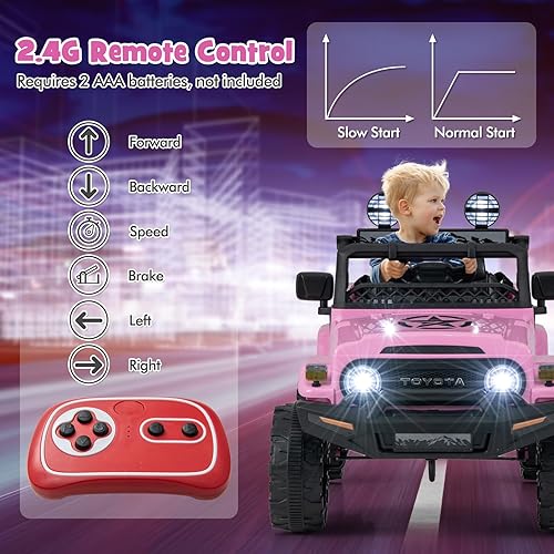 Miniatura 2 de Costzon Vehículo eléctrico Toyota FJ Cruiser con licencia de 12 V 7 Ah con control remoto, suspensión de golpes, luces LED y música, auto para niños