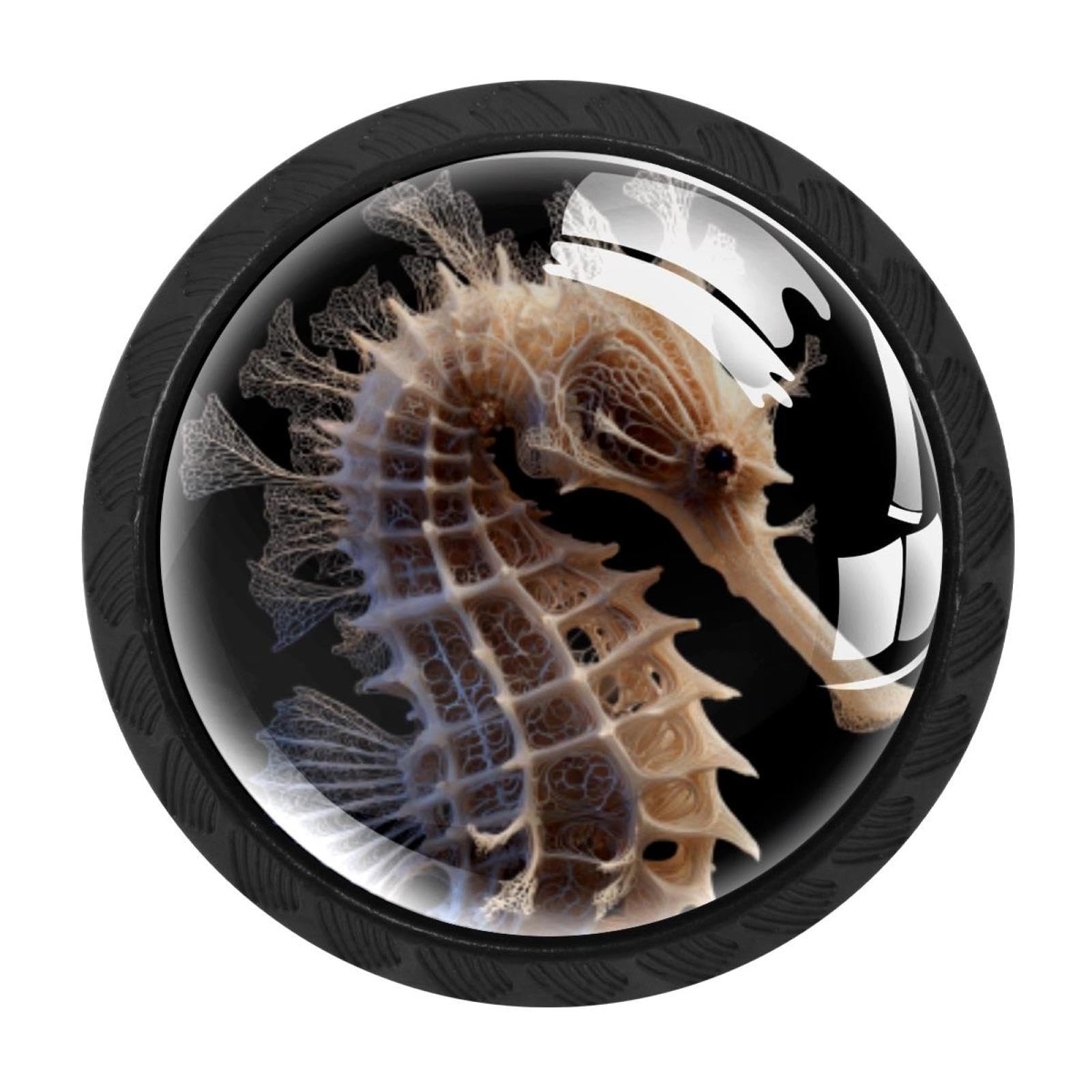 CHENZZZZ 4 pcs Seahorse (3) Cabinet Knobs Crystal Drawer Pulls for Kitchen, Bathroom Cabinet, Dresser and Cupboard