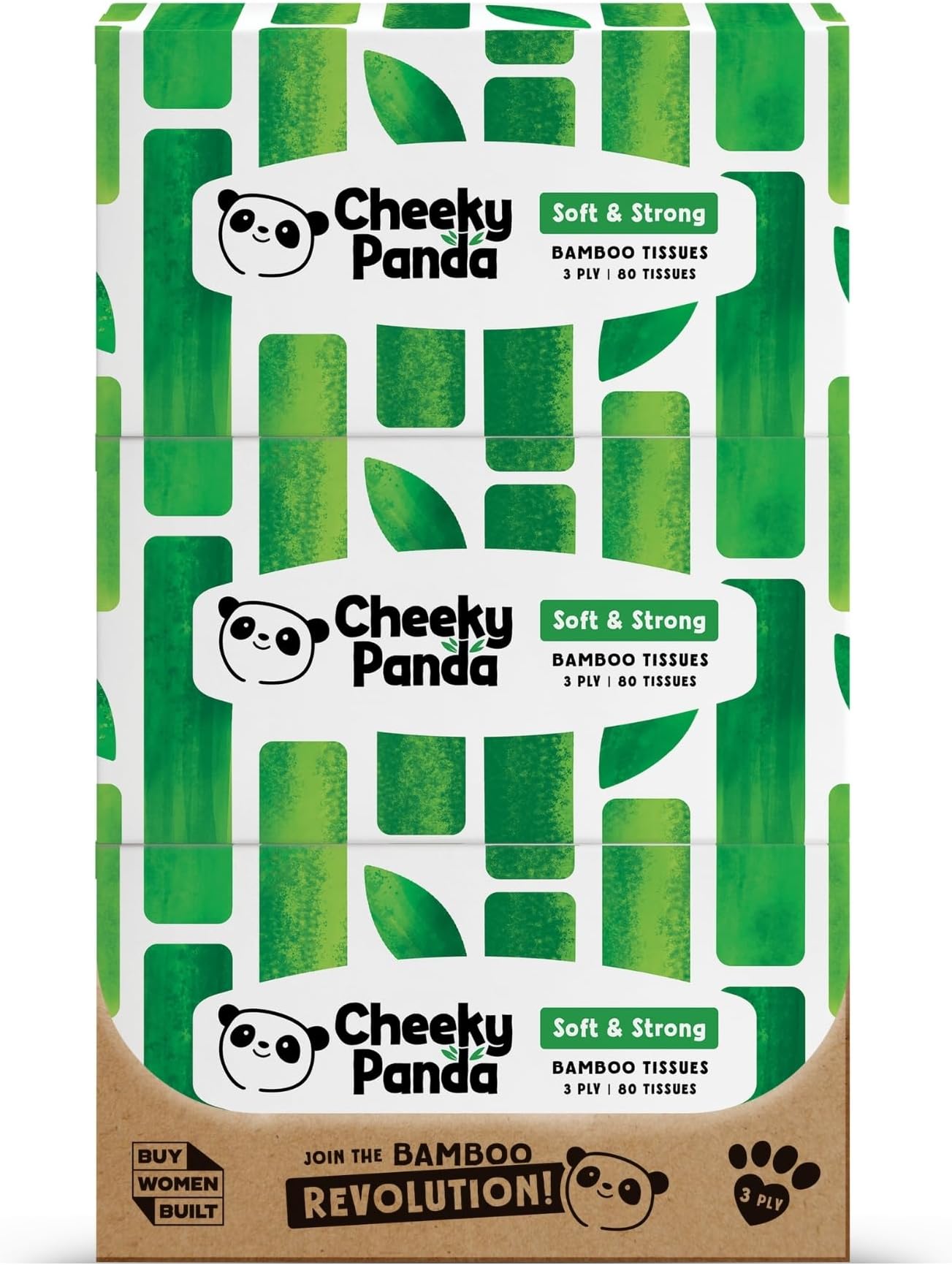 Bamboo Facial Tissues Boxes | 12 x Flat Tissue Boxes (80 Tissues per Box) | Soft 3 Ply Bamboo Tissue Paper Bulk | Sustainable Tissues Flat Box