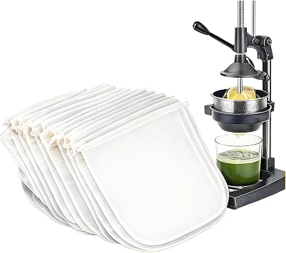 Juicer Bags for Cast Iron Juicer, 10 x 14 in, 200 Mesh, 10 Pack | Reusable Fine Nylon Mesh, For Juice Pressing, Nut Milk, Cold-Press Fruit, Cider, Citrus And Kitchen Straining