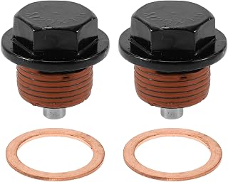 Universal Oil Drain Plug Anti Leakage Oil Pan Drain Bolt Screw Thread Repair Aluminum Copper 2 Set with Gasket Black Red Magnetic M20x1.5