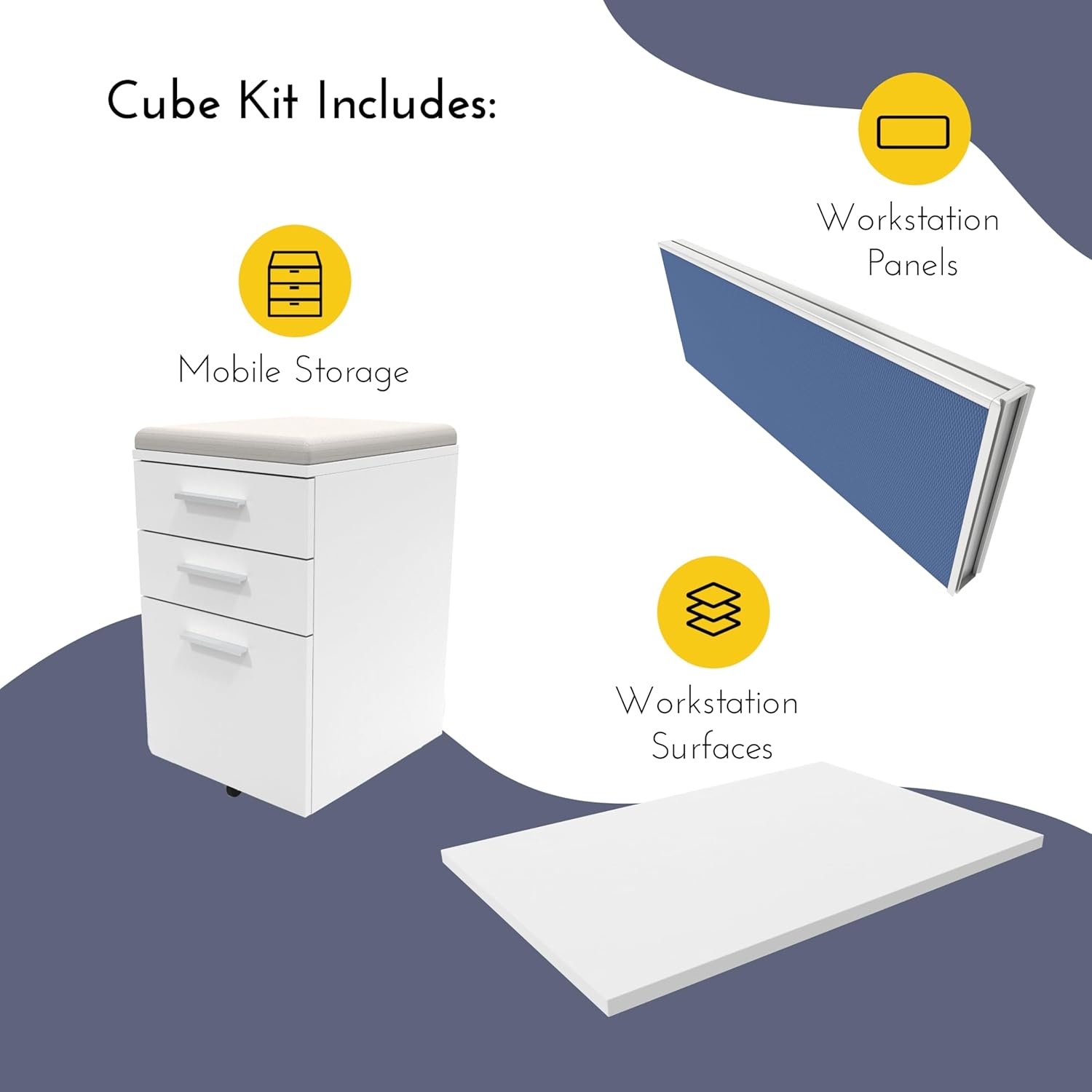 SUNLINE Office Cubicle Kit - Modular Office Furniture Kit with 7 Layout Options, Adjustable Panels and Mobile Storage, Easy-Assembly Desk System for Modern Workspaces - Blue