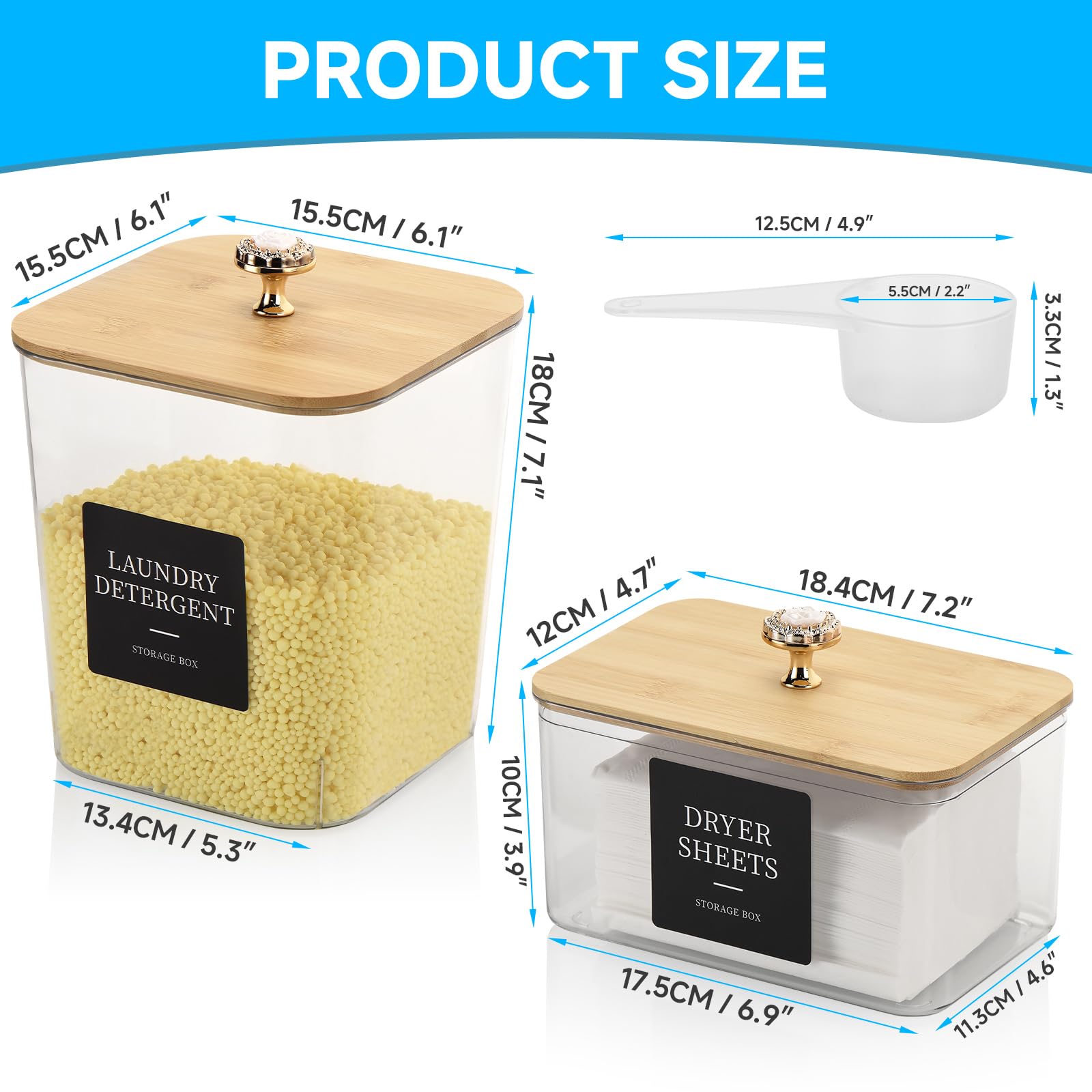 3 Pack Laundry Room Organization and Storage Containers,GlintGath Laundry Pod Containers & Dryer Sheet Holder with Spoon and Labels for Laundry Detergent Organizer