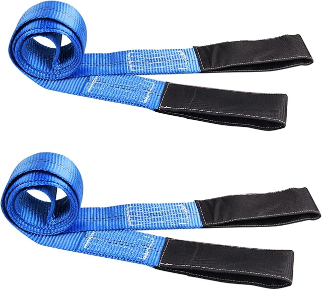 CarBole 6 'x 2" Sling Lifting with Flat Loop, 2 Pack Strong Heavy Duty Duplex Polyester Sangbing Lift Sling Strap Strop, Max Breaking Strength 9000lbs, Working Charge 3000lbs (Blue)