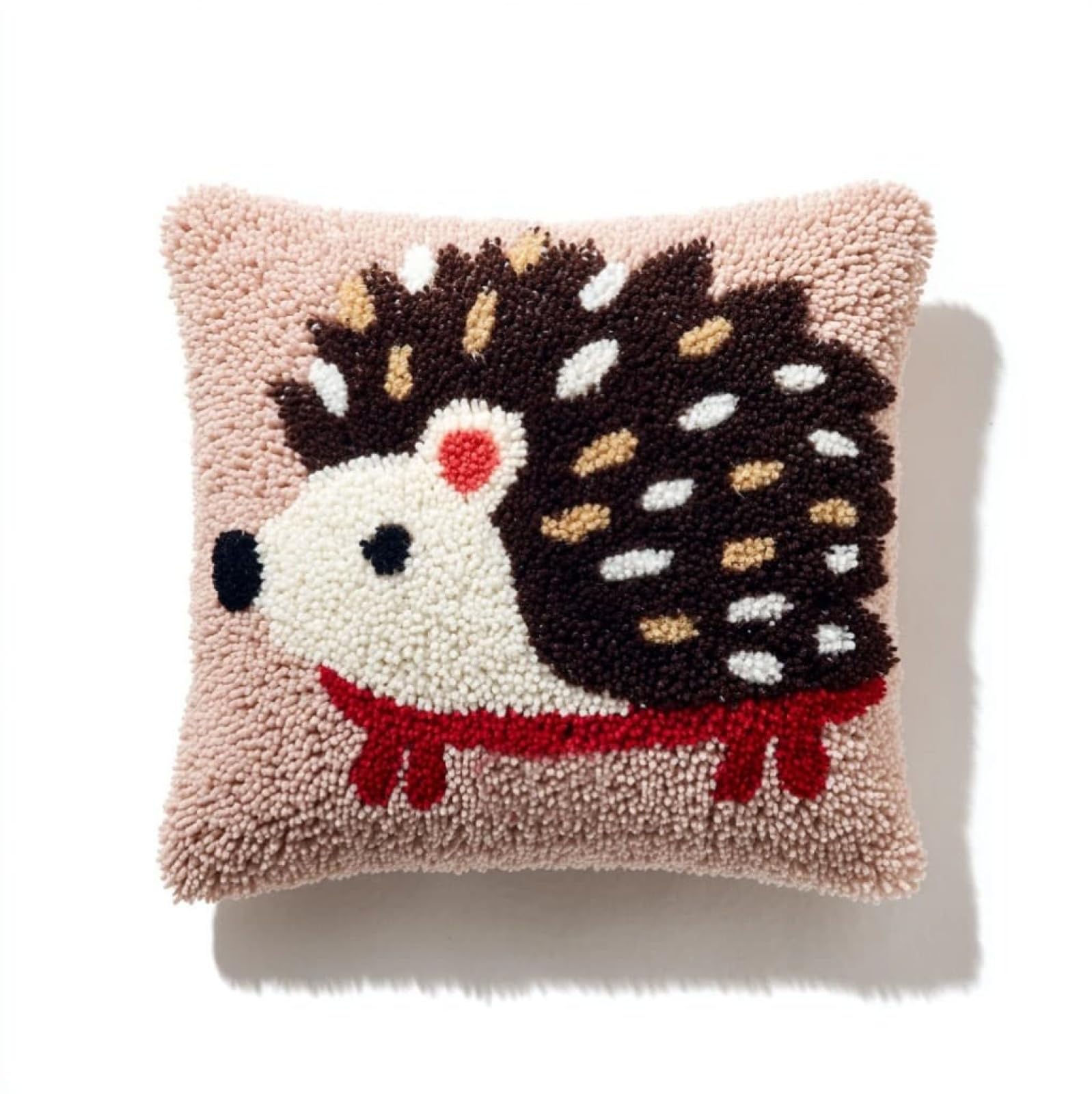 WallustrioaW Latch Hook Cushion Cover Kit 43x43cm,Cartoon Hedgehog