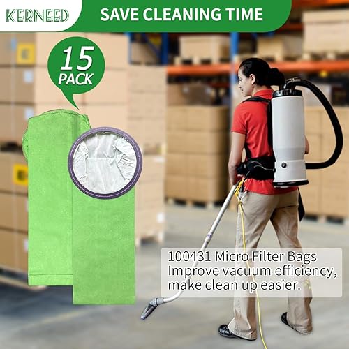 Miniatura 4 de Paquete de 15 bolsas de filtro 100431 de repuesto para aspiradora ProTeam de 6 cuartos de galón: Super QuarterVac, QuietPro BP, AviationVac, ProVac