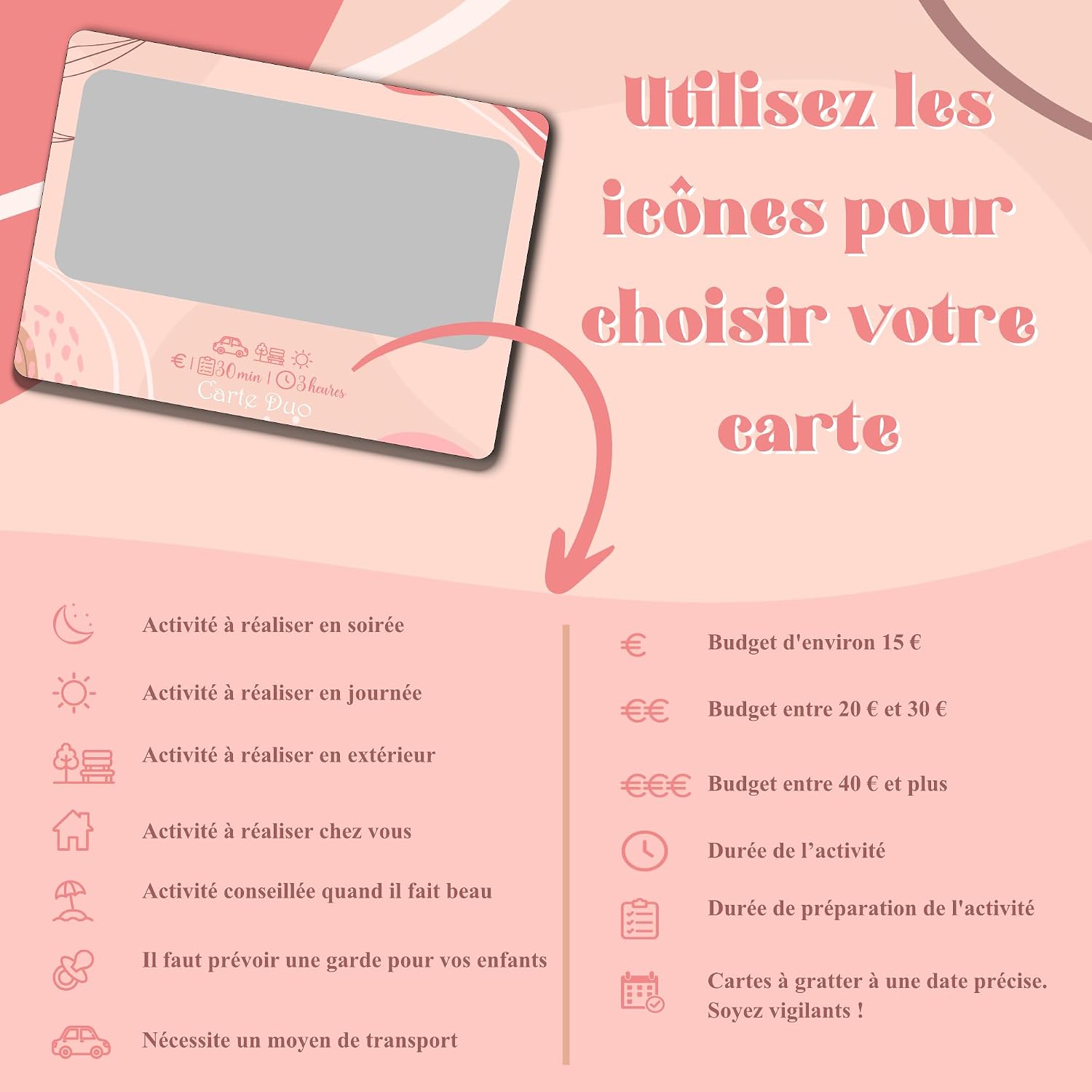 Moments à Deux | Jeu de Cartes à gratter pour Couples | Aventures et expériences Uniques | Prêts à relever Les défis à Deux ? Cadeau Homme/Femme — image 4