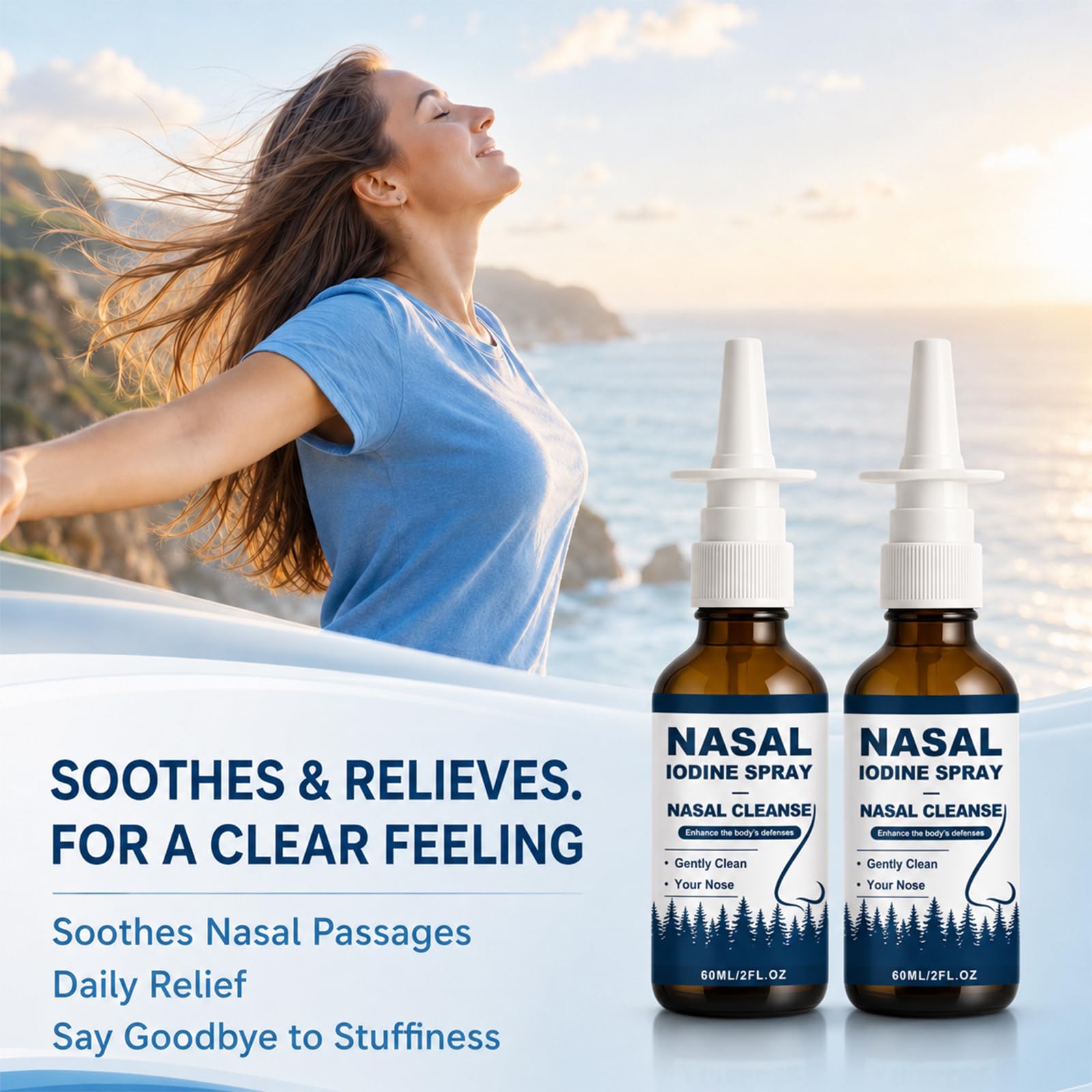 KLIFE 2Pcs Iodine Nasal Spray, Cleanses & Refreshes Your Nasal Passages, Fine Mist Non-Medicated Nasal Spray with Iodine & Fulvic Acid, Nasal Hygiene Support — Amazon image 2