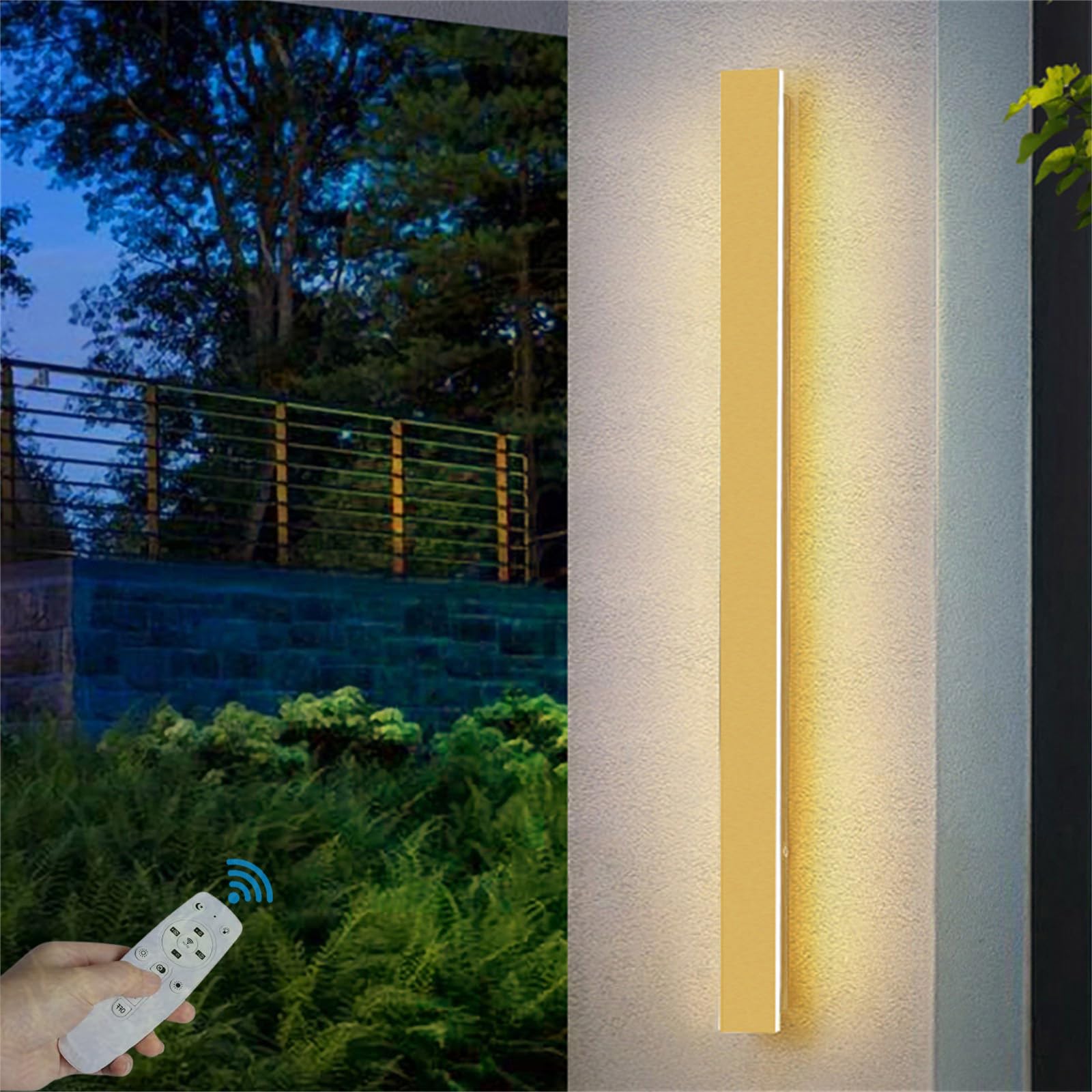 Applique murale LED dorée de 100cm design moderne étanche IP65 pour salon - 8