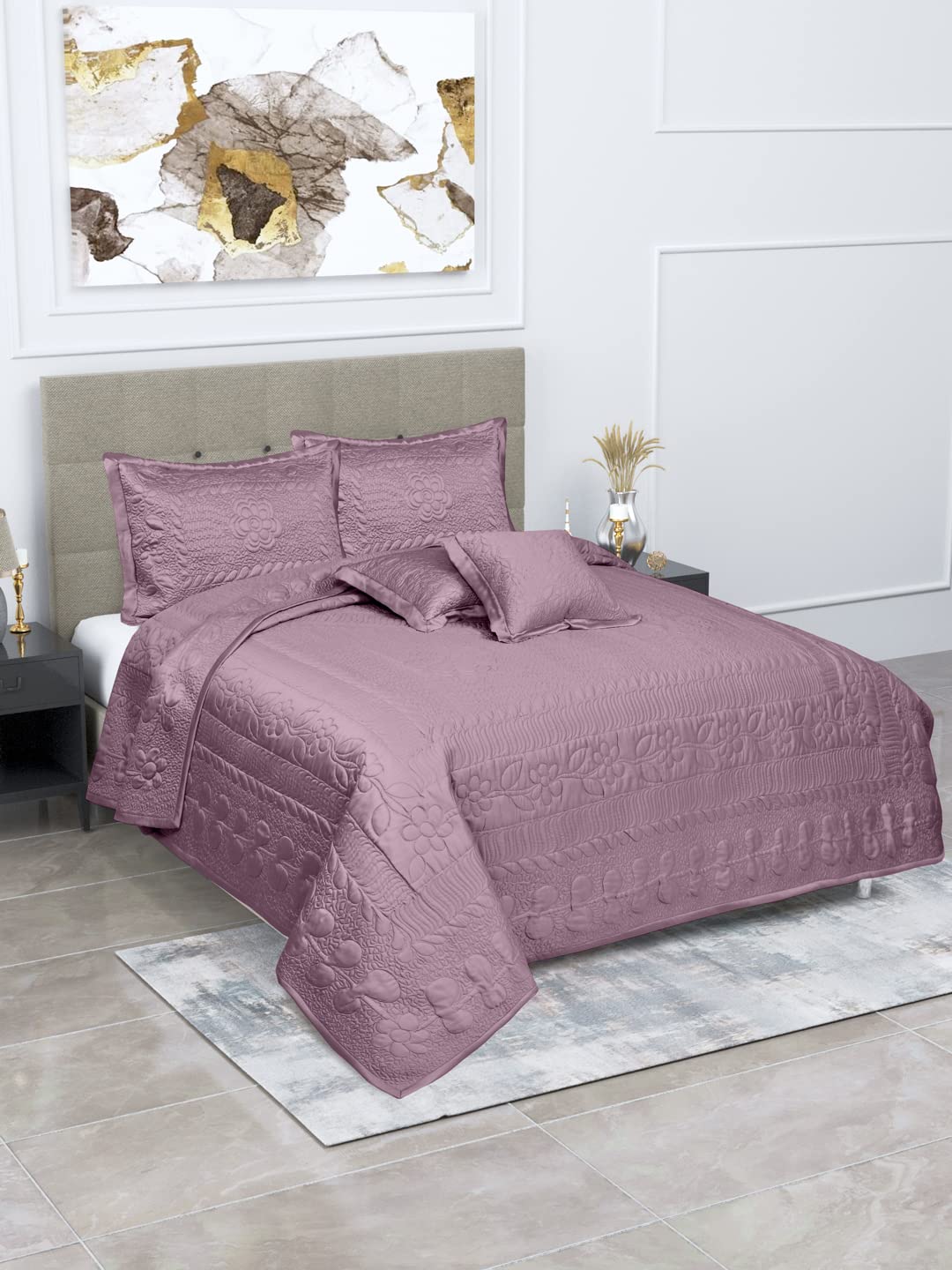 LINENWALAS 100% Vegan Bamboo Silk Bed Cover with 2 Cushion Cover and 2 Pillow Cover – Natural Soft and Best for Delicate Skin 96×106 Lilac offers donot miss LINENWALAS 100% Vegan Bamboo Silk Bed Cover with 2 Cushion Cover and 2 Pillow Cover – Natural Soft and Best for Delicate Skin 96×106 Lilac offers donot miss