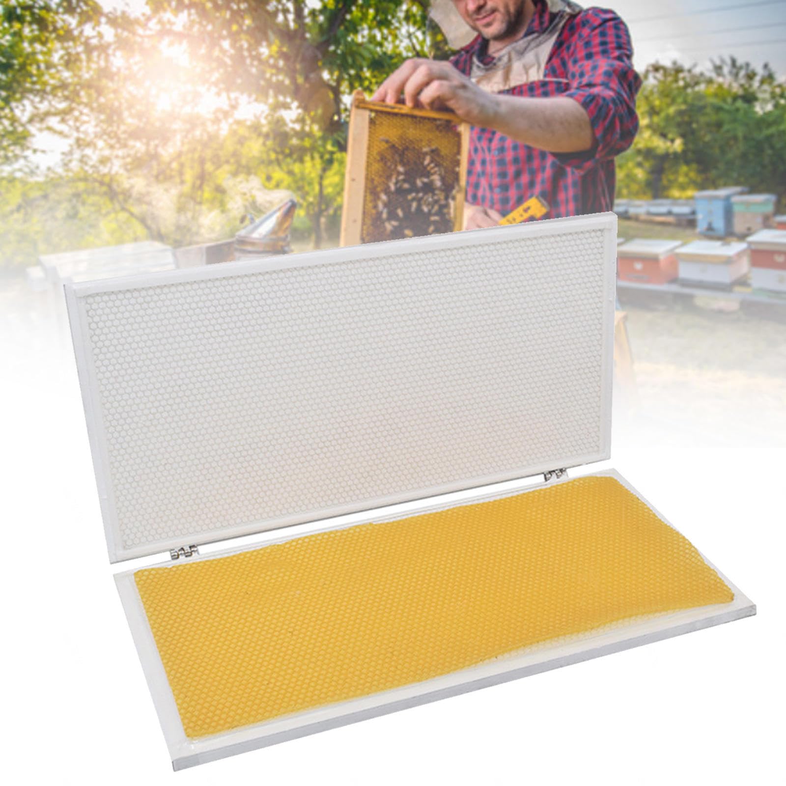 SICWEDIM Beeswax Embossing Mold Machine, Hand-Operated with Metal Backing Plate, Easy Demoulding for Honeycomb Creation, Beekeeping, Caliber 5.53MM (caliber5.53MM)