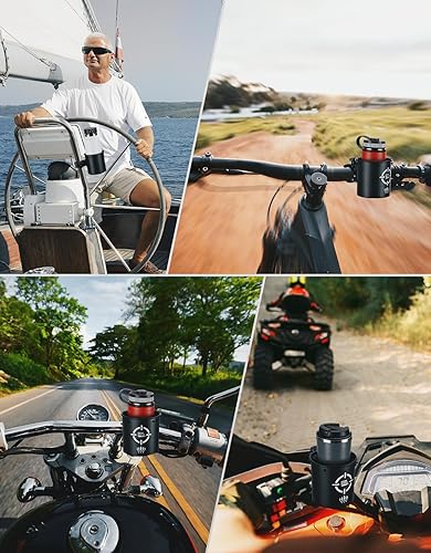 Miniatura 7 de KEMIMOTO - Portavasos para motocicleta, soporte mejorado para bebidas ATV con abrazadera de metal de 0.6 a 1.5 pulgadas, soporte para botella de