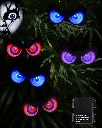 HOUNE Guirnalda de luces de Halloween con temporizador, 3 modos de iluminación, ojos miradores, impermeable, funciona con pilas, para decoración de disponible en Yaxa Peru