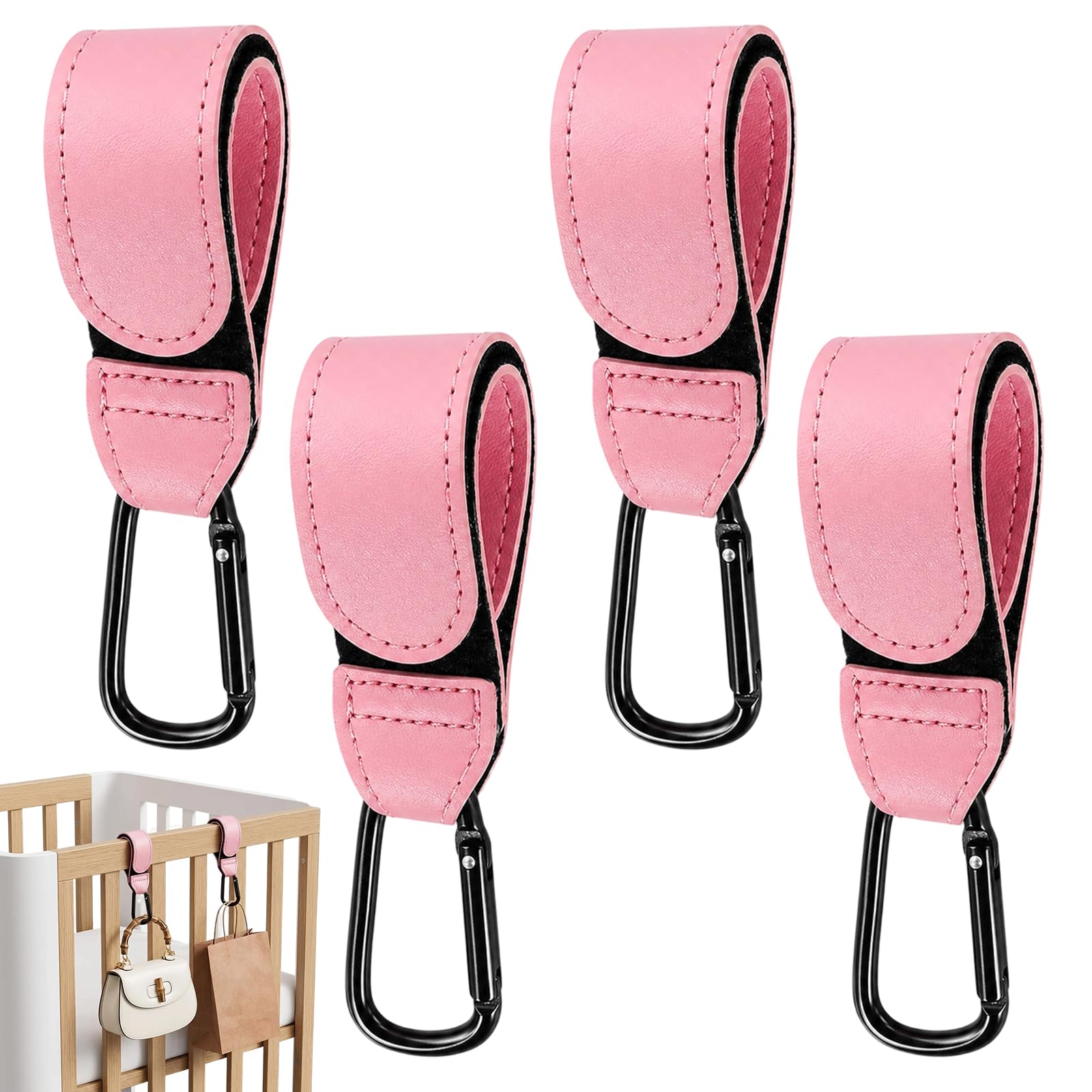 Buggy Clips, Pram Hooks for Bags, Pram Clips for Buggy, 4-Pack Stroller Accessories for Hands-Free Shopping, Universal Fit for Pushchairs and Bicycles, Durable Design for Everyday Use