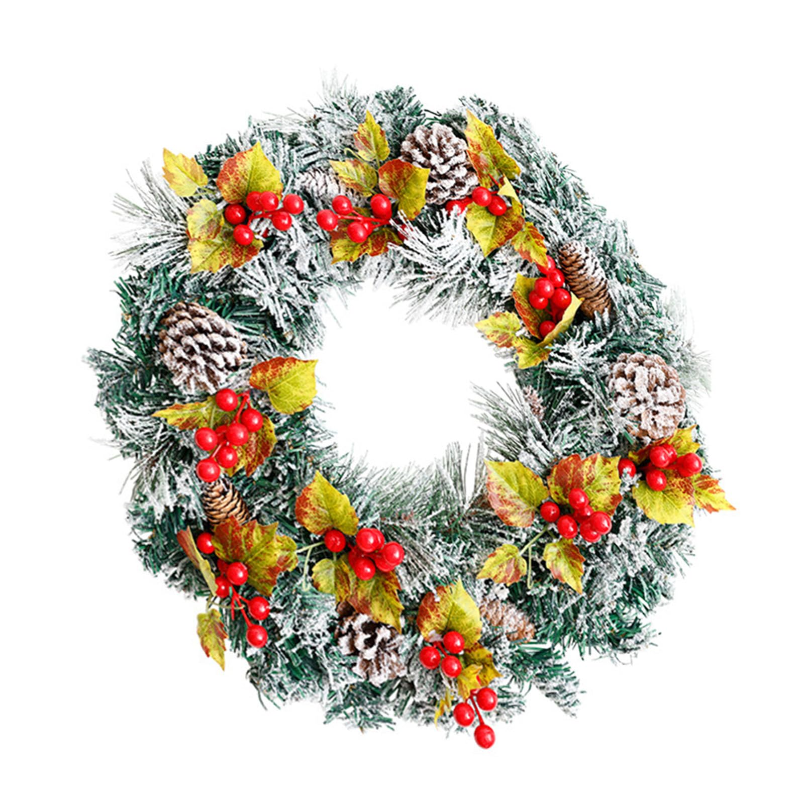 Elnwnnkc Christmas Wreath with Realistic Berries Holiday Wreath Hanging Decoration for Door Mantels Wedding Home Decoration Christmas