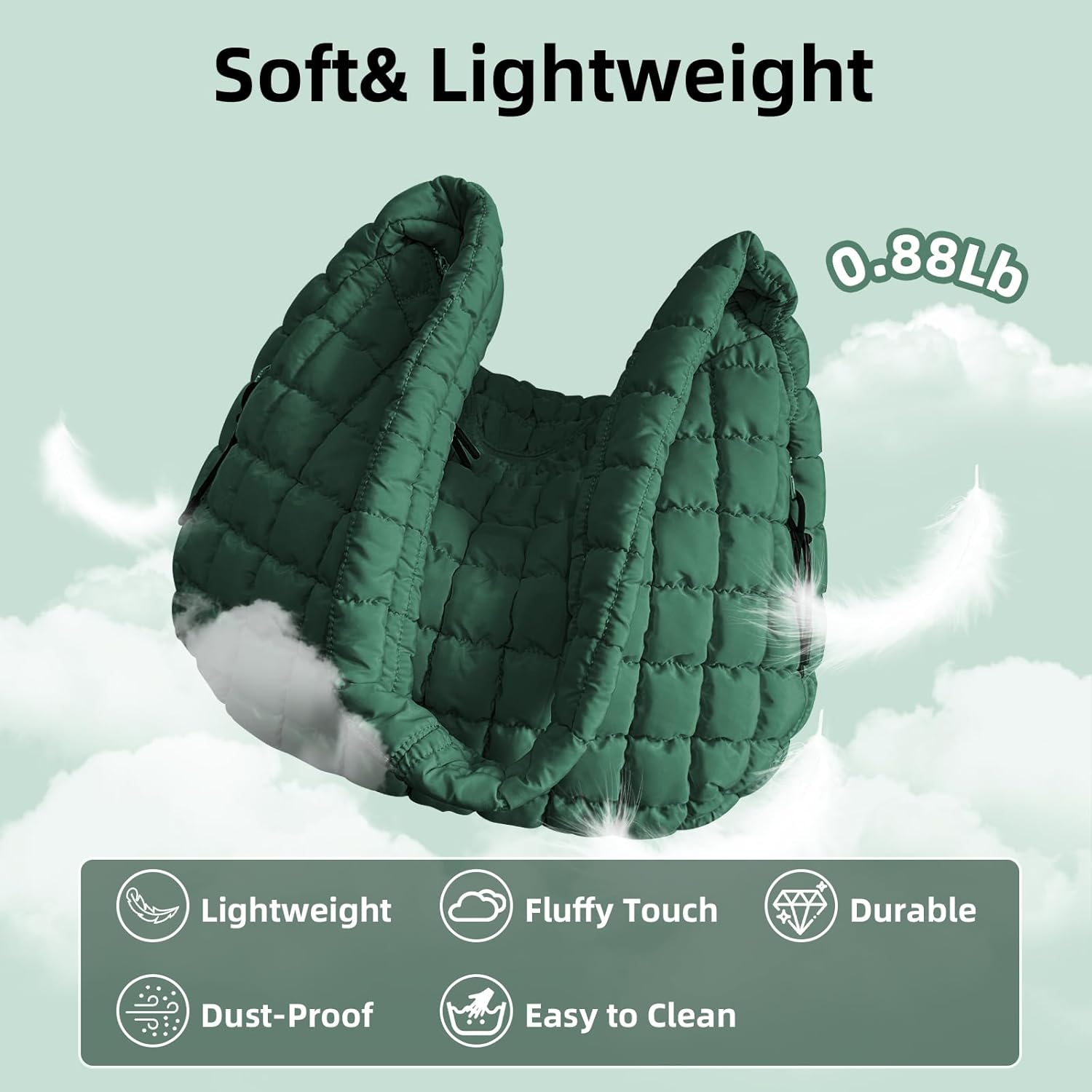 Large Quilted Tote Bag Crossbody Puffer Tote Bags for Women Quilted Hobo Bags Carryall Shoulder Bubble Bag | Puffer, Tote Bags, Carryall, Bubble Bag - Image 7