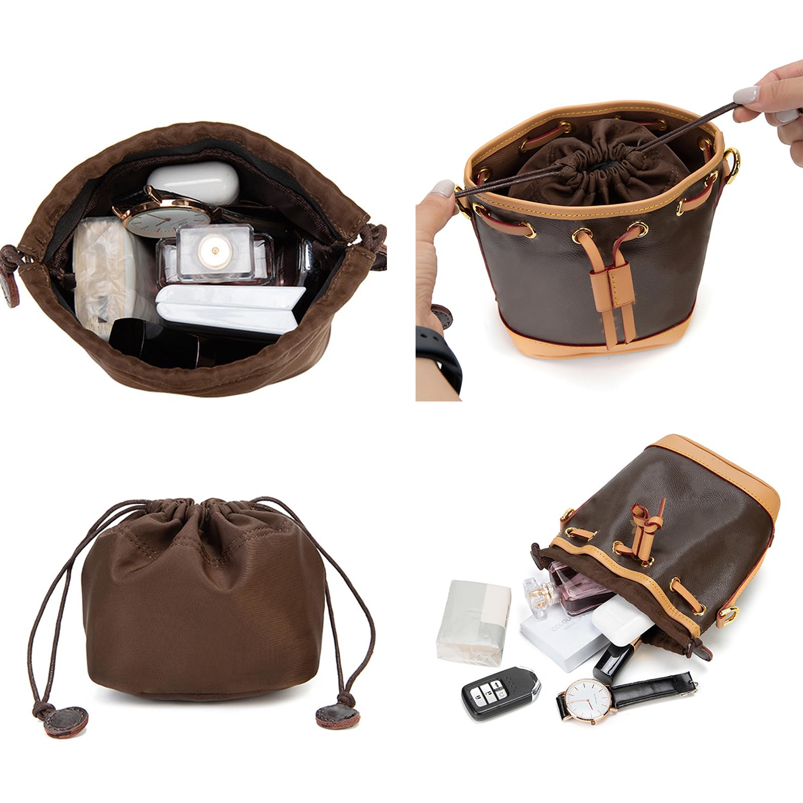 Organizer Interno Per Borsa A Secchiello In Nylon – Due Misure S E M, Con Coulisse Per Ufficio, Viaggio E Campeggio - 5