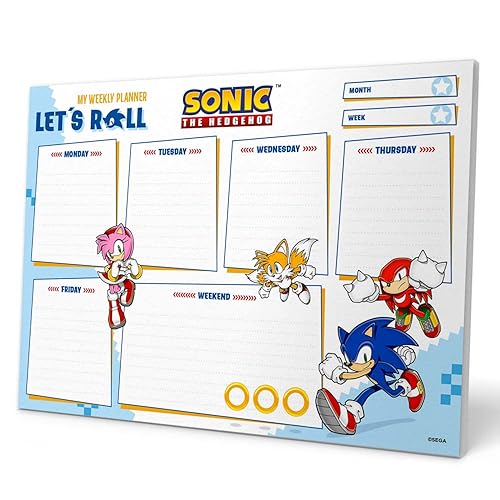 Grupo Erik Sonic Weekly Planner A4 | Sonic Calendar | Family Calendar | 54 Tear Off Pages | Desk Calendar | Organiser Planner | Sega Gifts | Sonic The Hedgehog