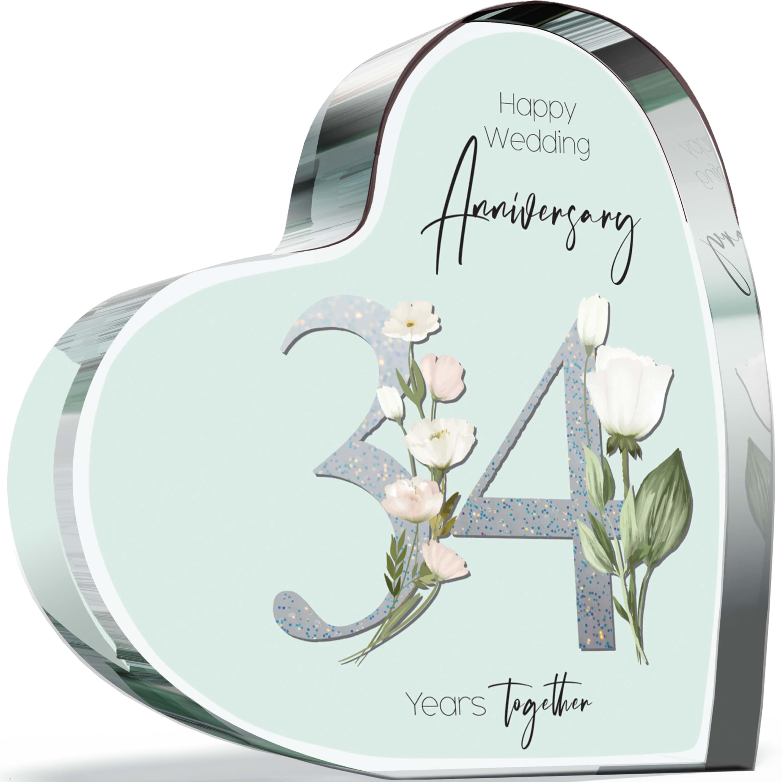 Giftzie Women's 34 Th Anniversary Acrylic Heart Plaque For Wife Or Husband