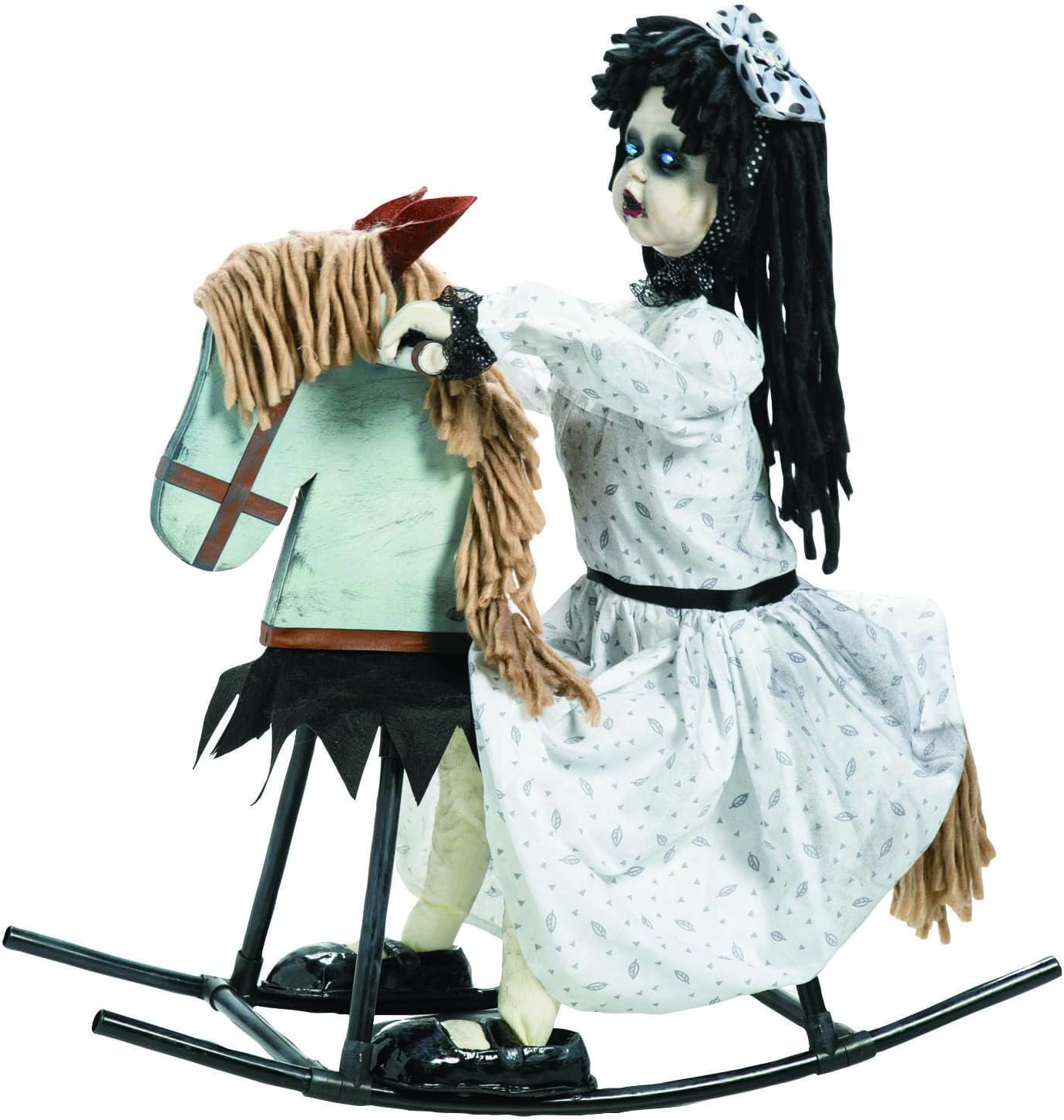 Oriental Trading 28 1/4" Life-Size Girl on Wooden Rocking Horse Halloween Decoration