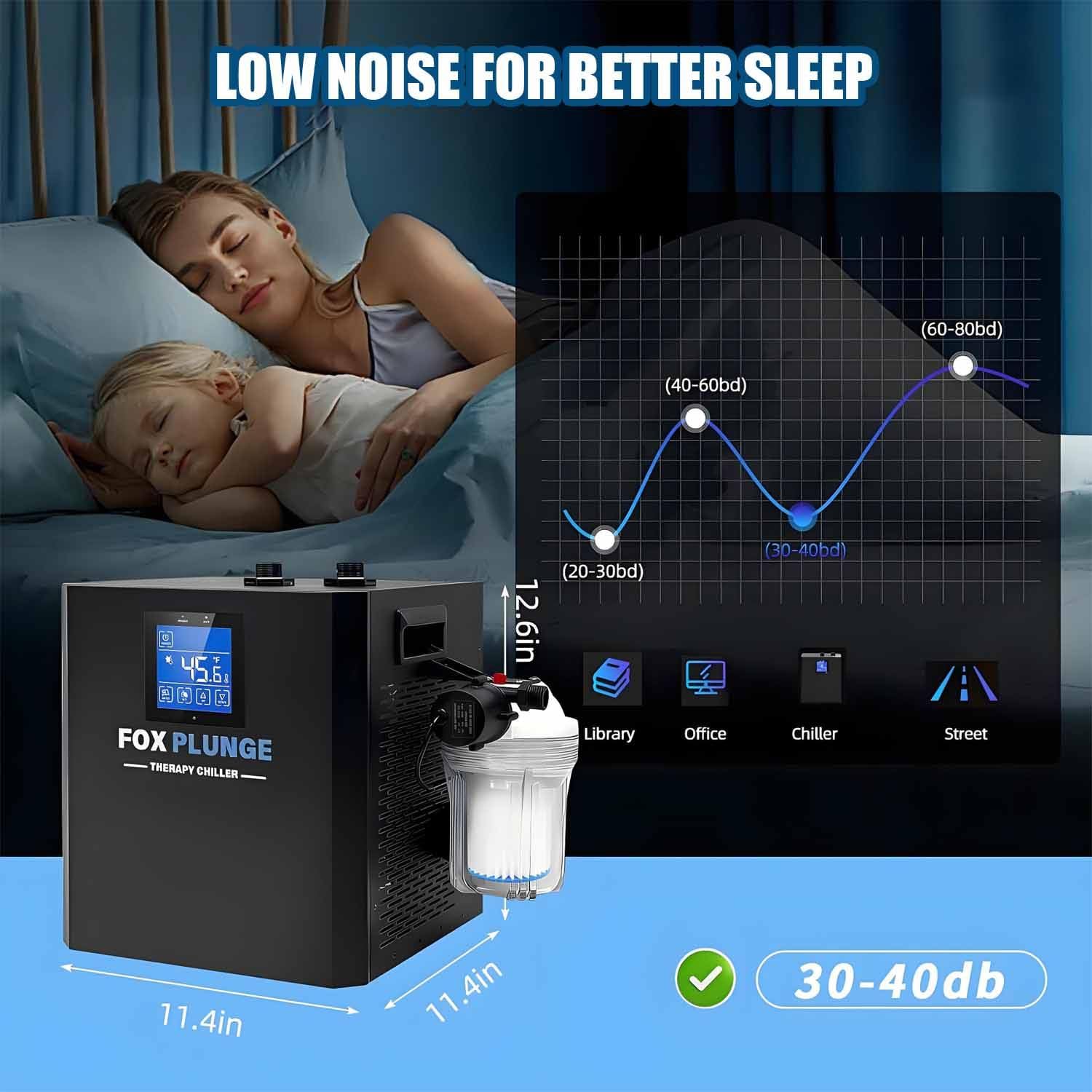 Refrigeratore d'Acqua a Bagno di Ghiaccio da 1/3 di Cavallo, refrigeratore ad Immersione Fredda, raffredda Fino a 4°C, con Telecomando, Filtro Esterno e Pompa sommergibile. Doublewaterpump