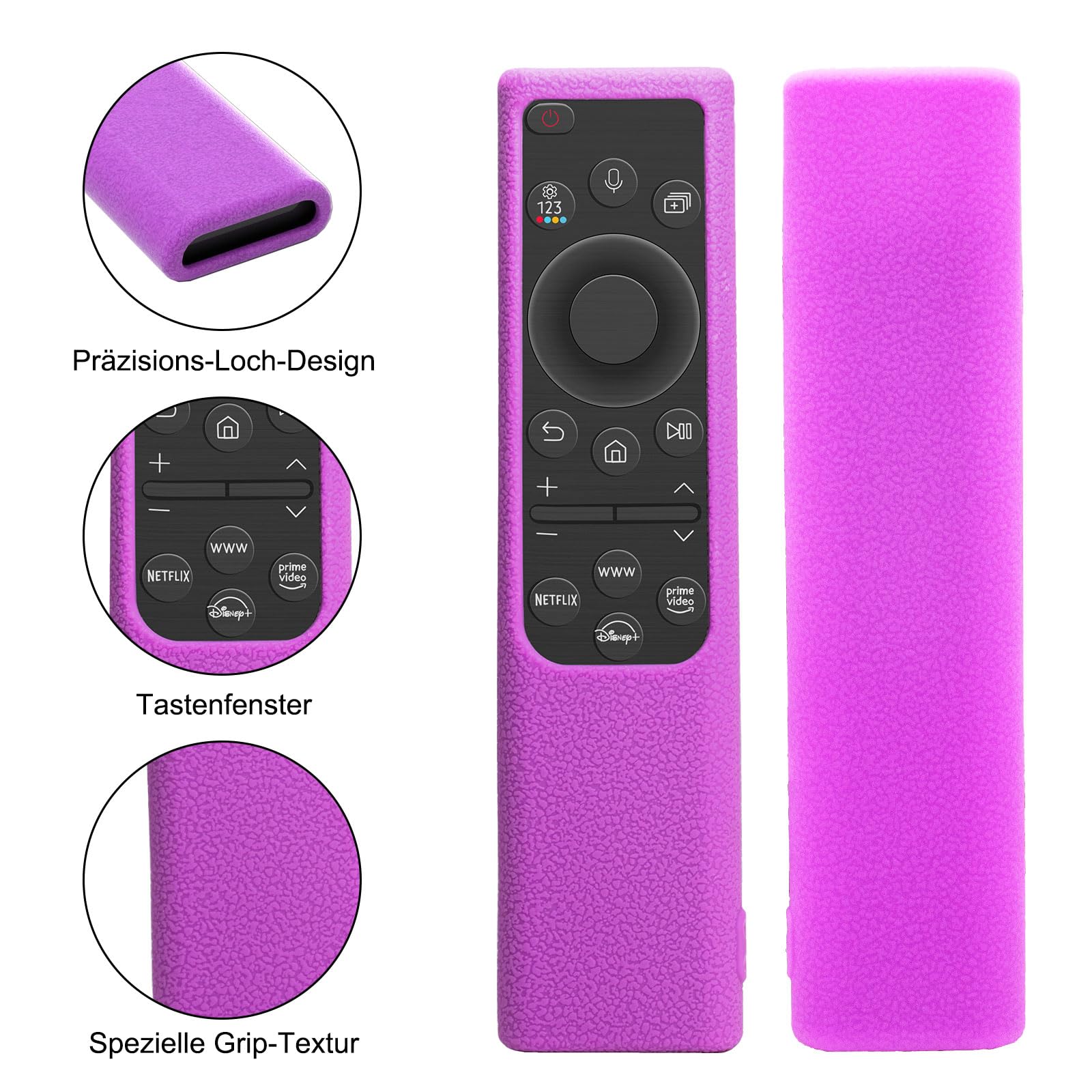 2er Set Silikon Schutzhülle für Samsung Fernbedienung BN59-01357/BN59-01385/BN59-01388A/01388H/01388L/BN59-01393C rutschfeste Fernbedienungshülle mit Nachtleuchtfunktion (Rosa+Lila)
