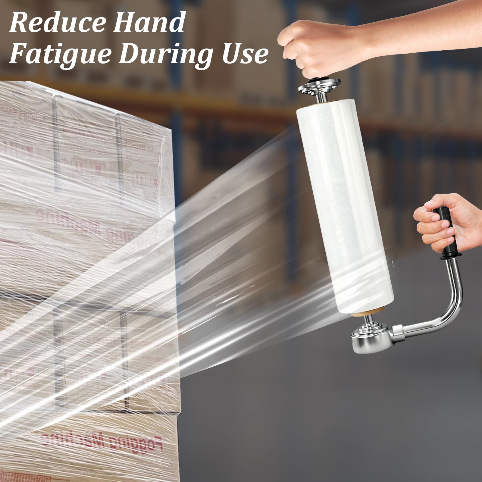 Stretchfolienabroller, Abroller für Handstretchfolie für Paketverpackungen | Stretchfolie Abroller mit 2 Griffen, für Rollen von 30-50 cm Breit, Robuste und Ergonomische Lösung