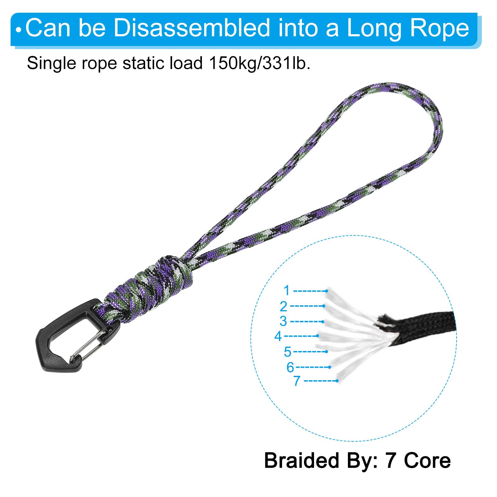 PATIKIL Badge Lanyard 8.6 Inch, Necklace Keychain Cord Metal Clasp Hook Ring Strap for Keys Whistle ID Card Badge Holder Camo Purple - Image 3