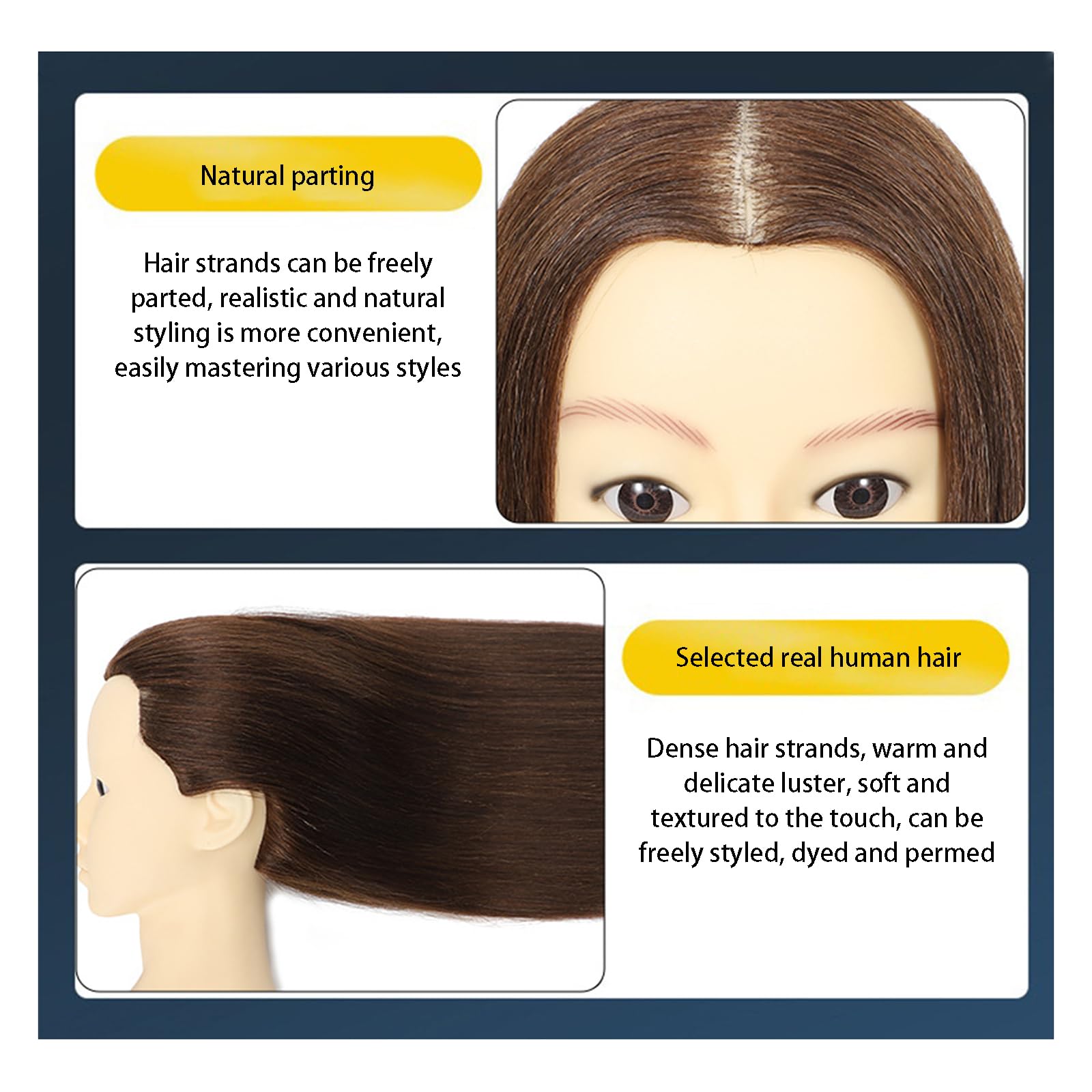 Manicans Full Head Manican Head 65cm/26in für Haarstyling, Manikin Kosmetologie, Make-up, Friseurausbildung-No Makeup Version