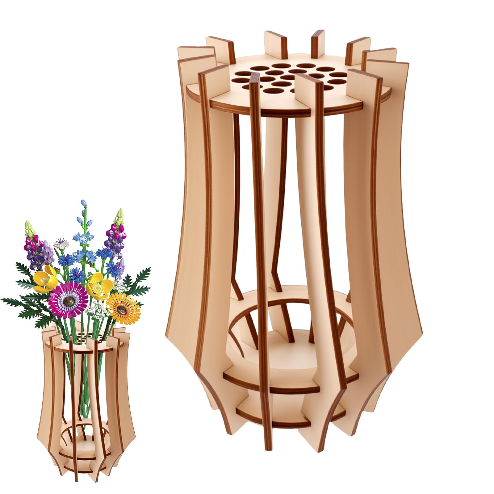 Jarrón Puzzle De Madera, Florero De Madera para Ramo, Florero Rompecabezas De Madera, Jarrón De Madera 3D, para Decoración Escritorio, Amantes Flores