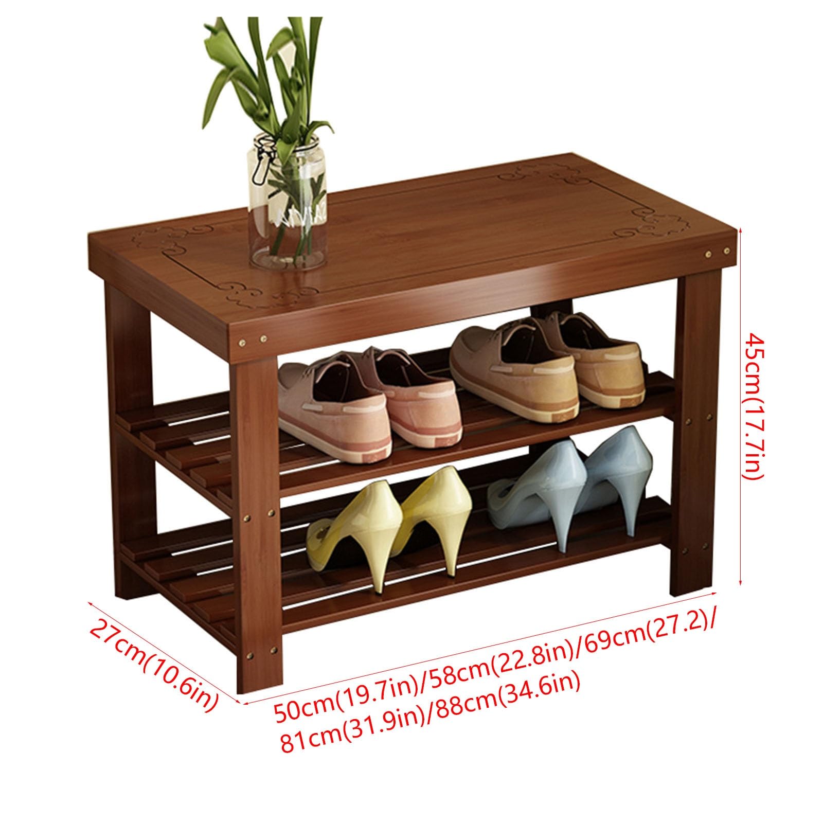 Shoe-Changing Stool for Small Apartments at The Entrance Shoe-Changing Stool for Extremely Narrow Entrance Shoe Cabinet and Bench Integrated Long Bench(Brown,50 * 27 * 45cm)