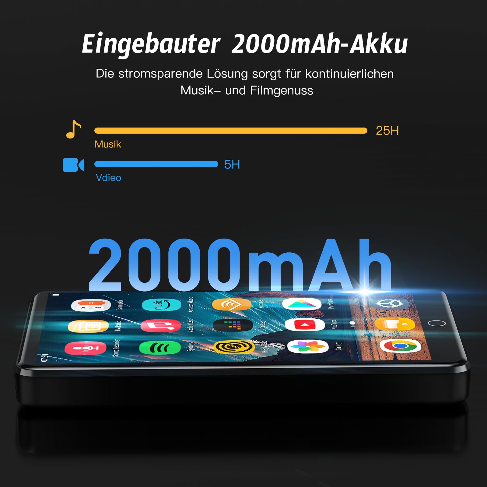 32GB MP3 Player mit Bluetooth und WiFi, 4.02“ IPS HD MP4 Player mit Lautsprechern, Musik Player für Kinder mit Android 13 OS, Android MP4 Player mit Spotify, Play Store