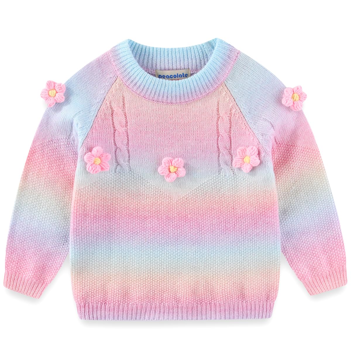 Peacolate 3-7T Frühling Herbst kleine Mädchen 2pcs Kleidung Set Strickpullover und bestickte Jean... Ansicht 2
