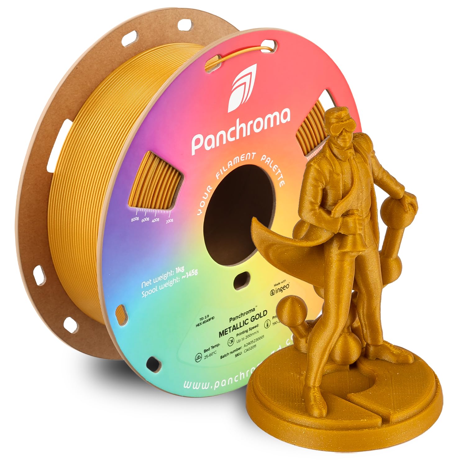 Polymaker Panchroma Metallic PLA Filament, Metallic Gold 1.75mm 3D Printing Filament, 3D Printer PLA Filament, Fit Most FDM 3D Printers, 1kg Spool (2.2lbs) | Neatly Wound PLA 1kg, Easy Print & Smooth Feeding, Compatible with Bambu Lab & Most 3D Printers-image-41