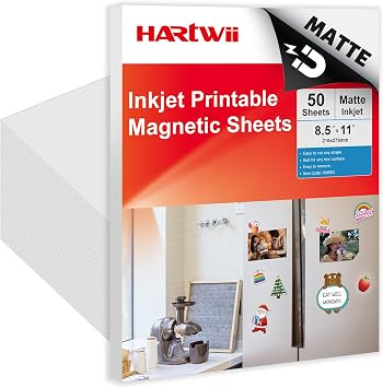 50Pcs Printable Magnetic Sheets 8.5x11 Inches 13.5Mil Thick Matte Magnet Paper Sheet Non Adhesive Magnetic Paper for Inkjet Printers, Flexible Magnet Photos for DIY Crafts