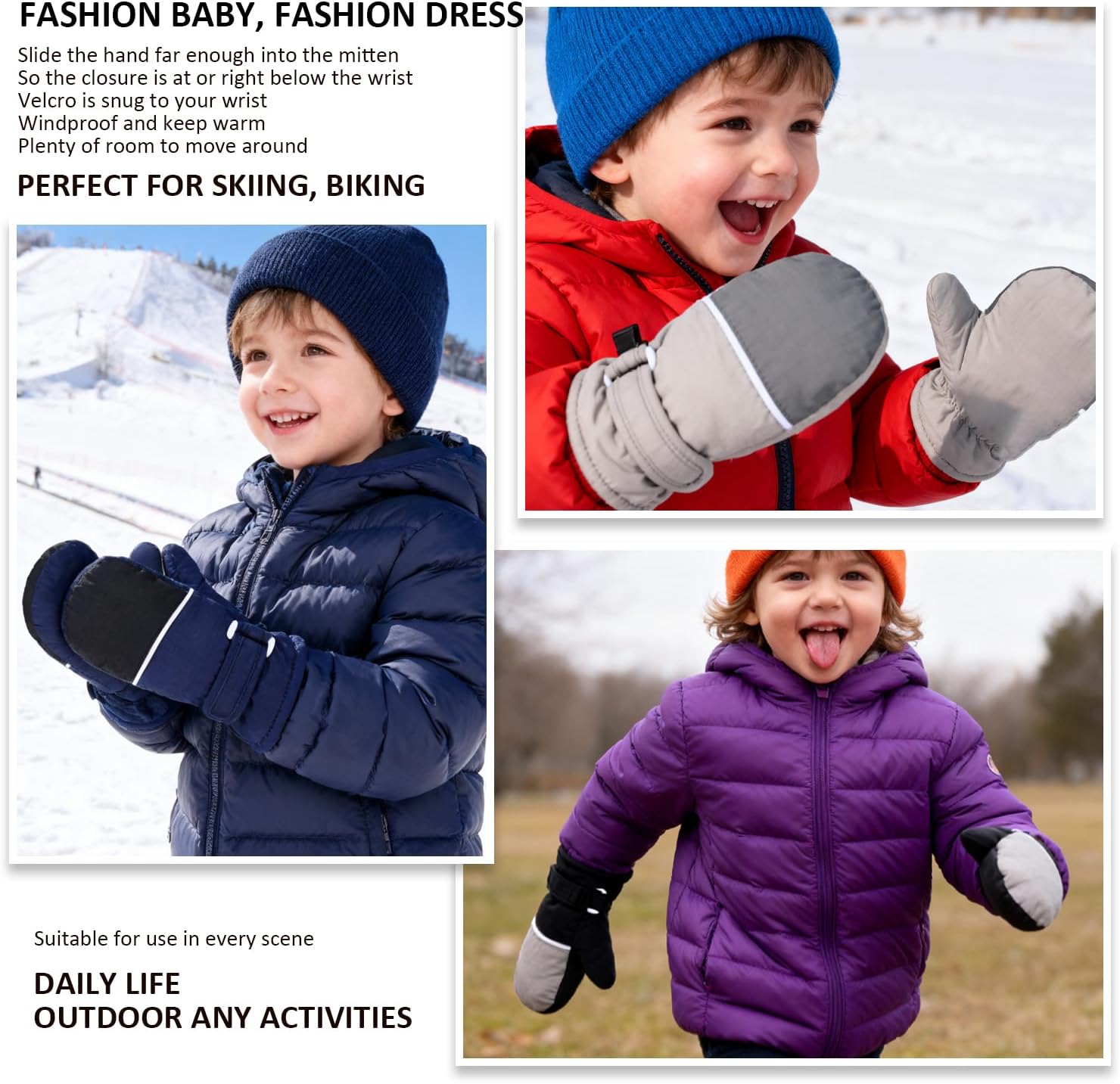 Fleece Lined Mittens for Baby Boys Girls,Baby Toddler Little Kids Winter Gloves Mittens for Children - Image 7