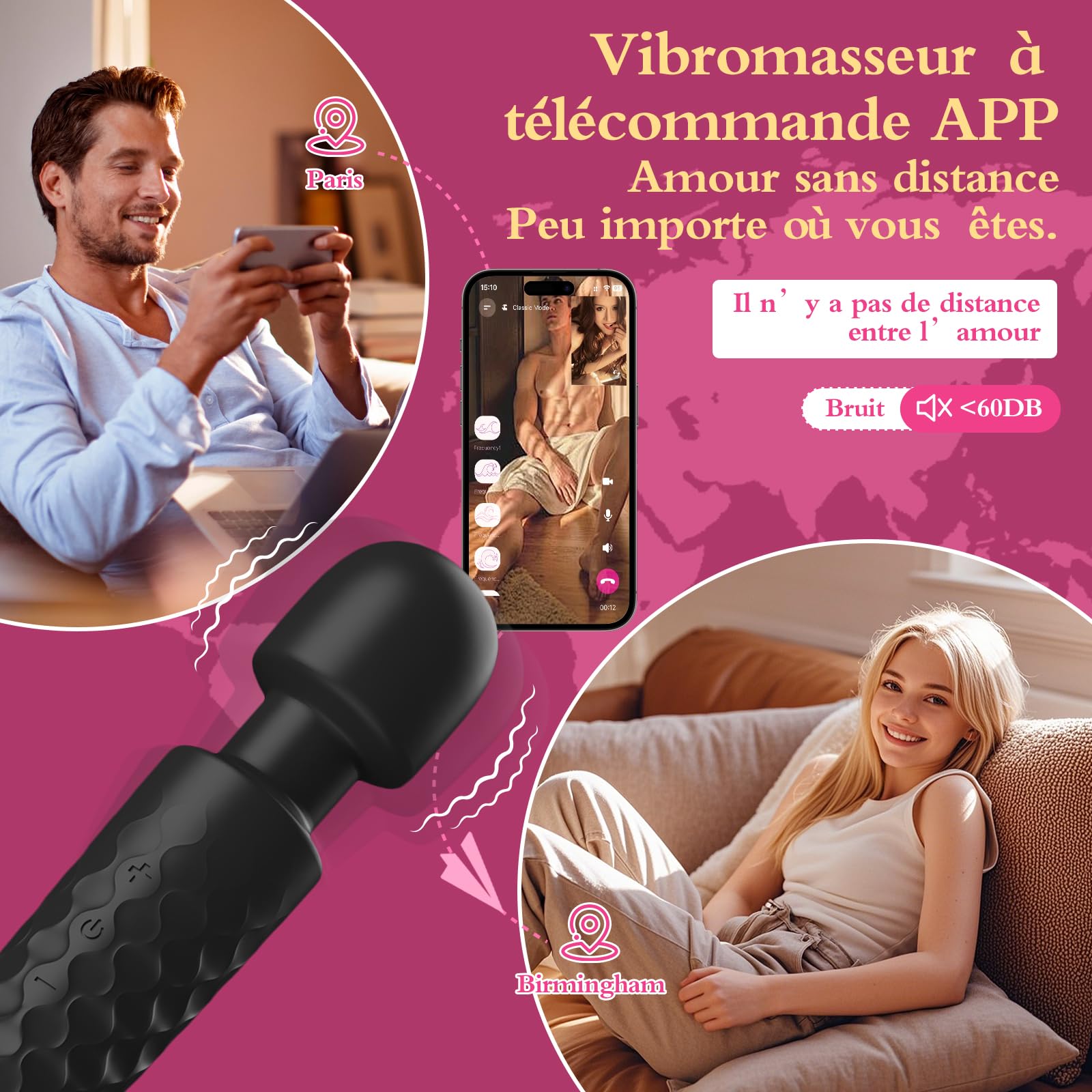 Vibromasseurs Feminin Clitoridien avec APP - Sextoyse femme Sex Toys - Puissant 25 Vibration Gode Vibro-masseur, Sex toýsFemme Clitoridienne Stimulateur, Sex Dildo Anal Adulte Jouets Sexuels Vibro