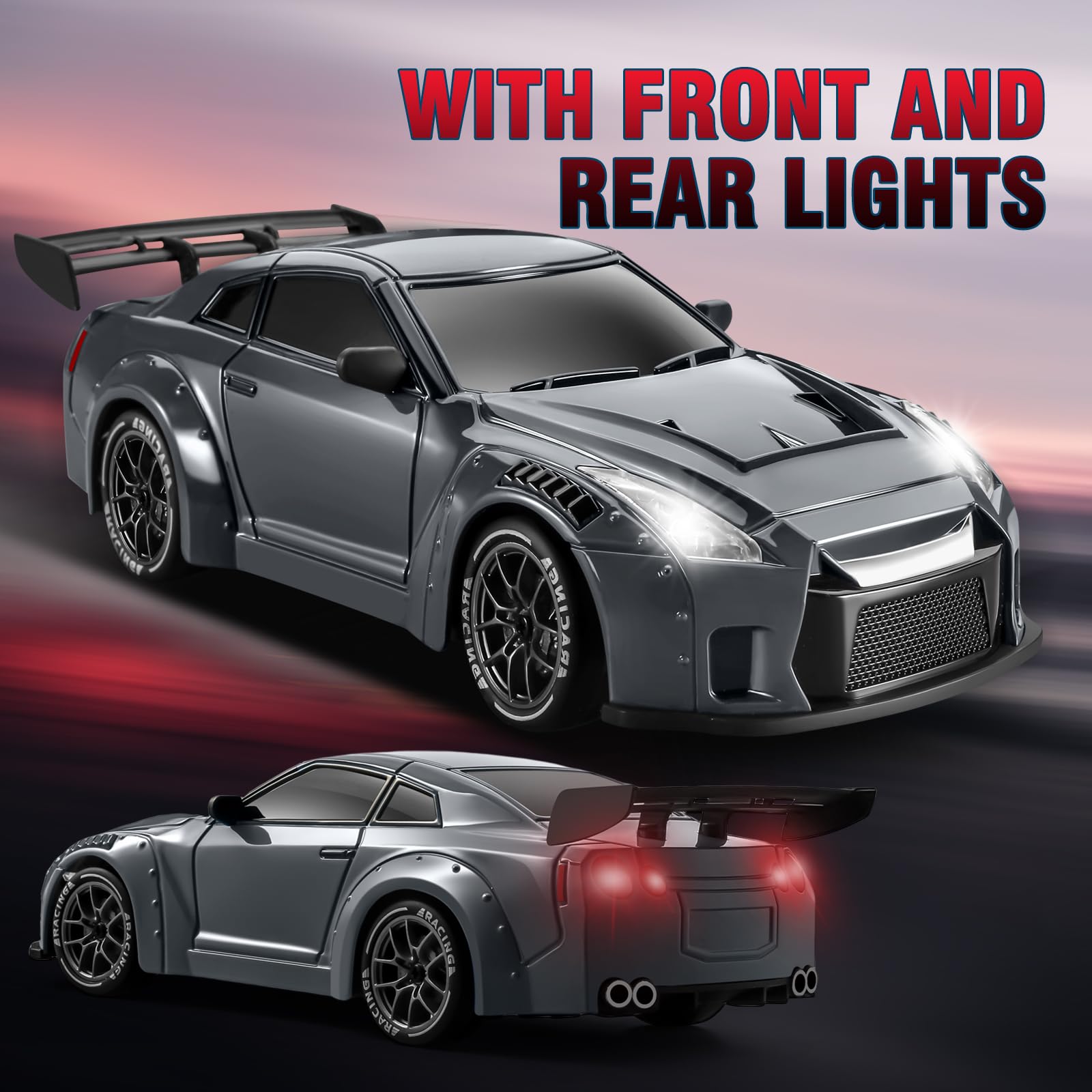 ACAMMZAR RC Drift Car Pro Upgraded With Gyro, 1:24 Full Proportional Remote Control Car, 25KM/H 4WD High Speed RC Cars With Lights, Extra Racing Tires, Vehicle For Adults Kids Boys Girls - View #4