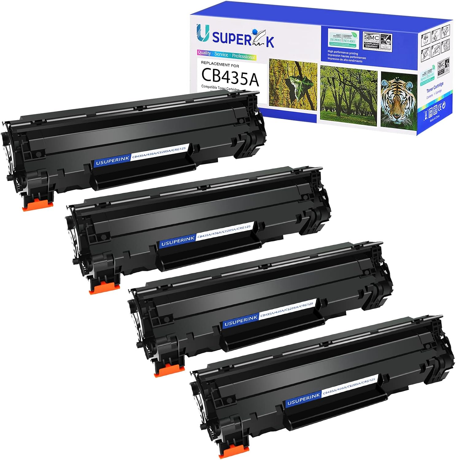 SuperInk Compatible Toner Cartridge Replacement for HP 35A CB435A to Work with P1006 P1009 P1002 P1003 P1004 P1005 Laser Printer (Black, 4-Pack)