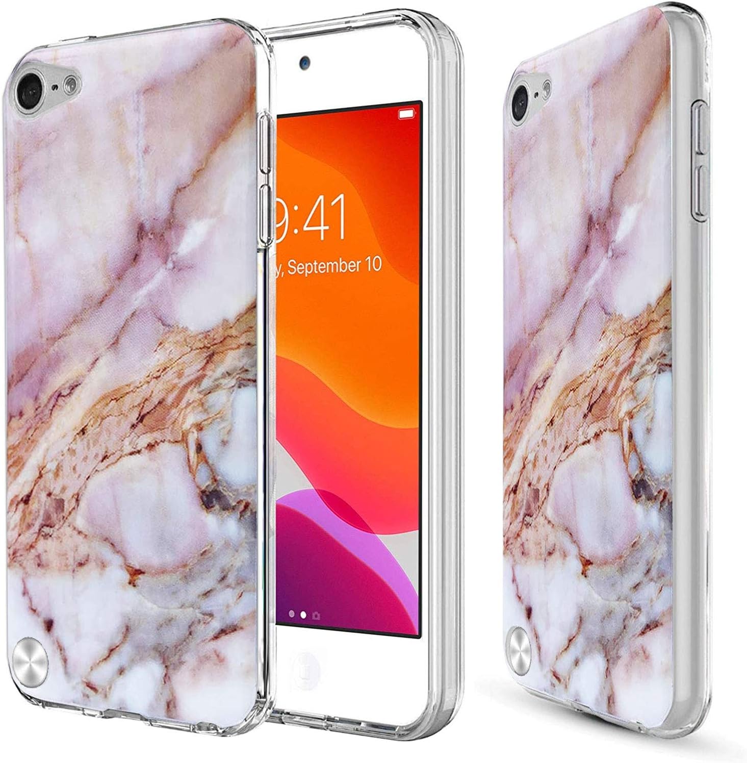J.west iPod Touch 7 Case, iPod Touch Case 6th Generation, iPod 5 Case, Marble Design Slim Anti-Scratch Flexible Soft TPU Bumper Back Protective Case for iPod Touch 5th/6th/7th Generation-Light Purple