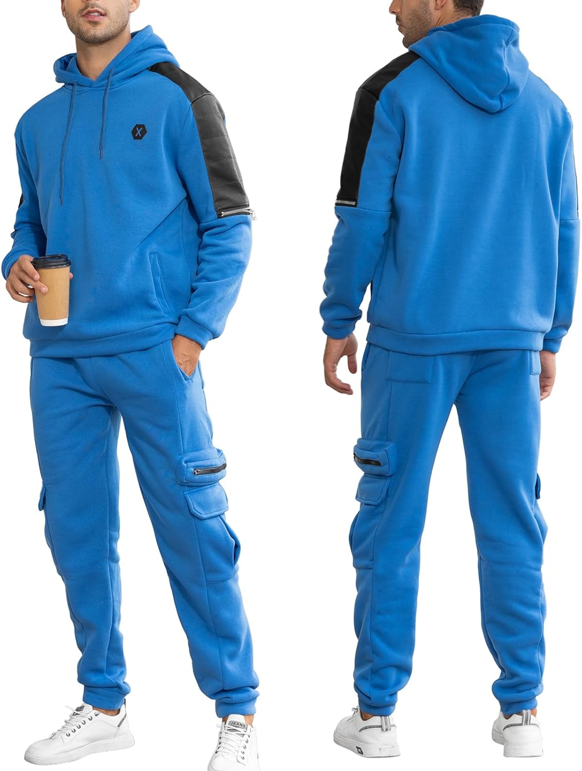 Men's Tracksuit 2 Piece Hoodie Athletic Jogging Sweatsuits for Men Casual Sports Long Sleeve Pullover Suit Set - Image 3