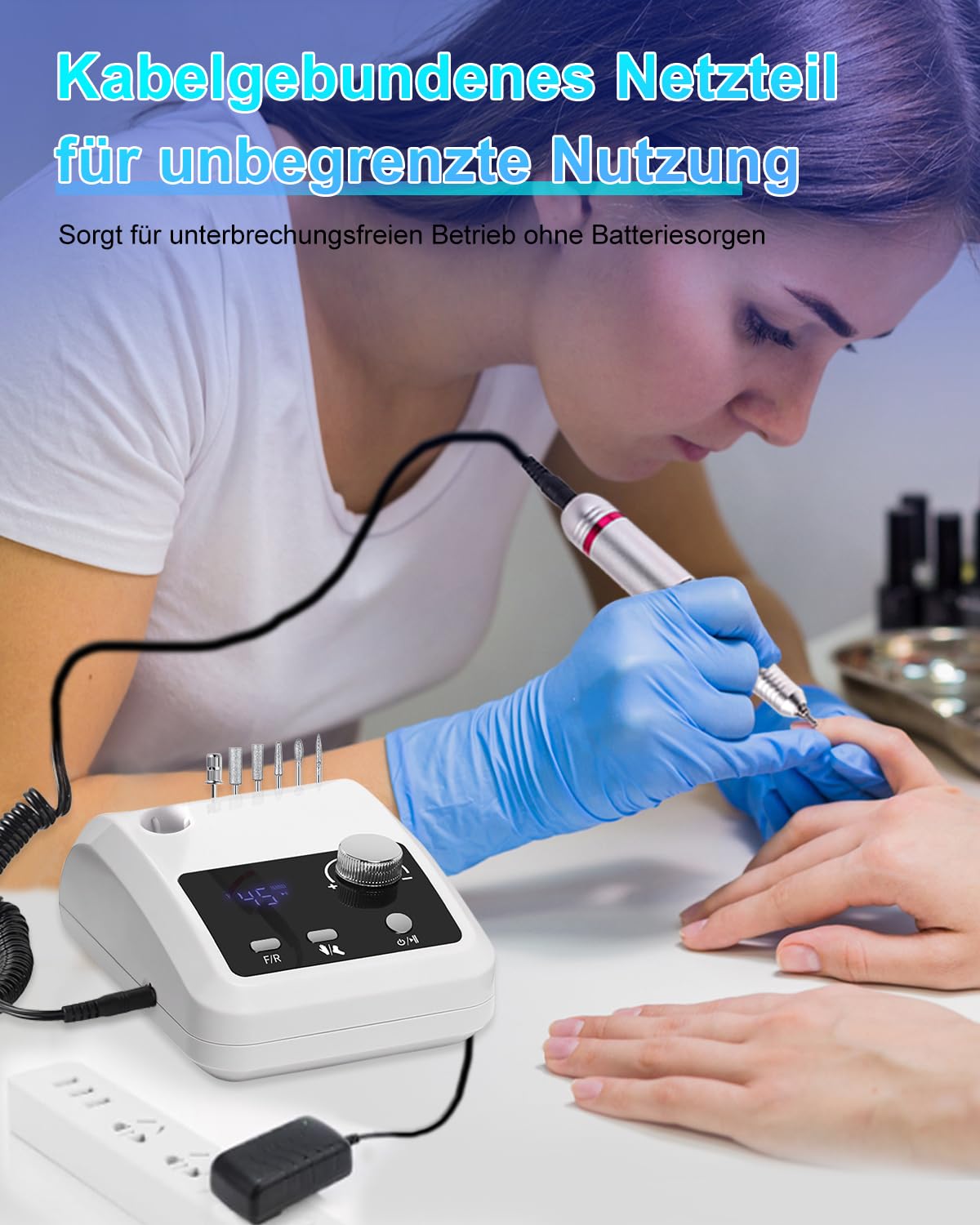 CozyZen Elektrische Nagelfräse Professional, 45000 U/min mit LCD-Display | Hand- & Fußsteuerung, leise, für Acryl- und Gelnägel, Maniküre & Pediküre, ideal für Salon und Zuhause