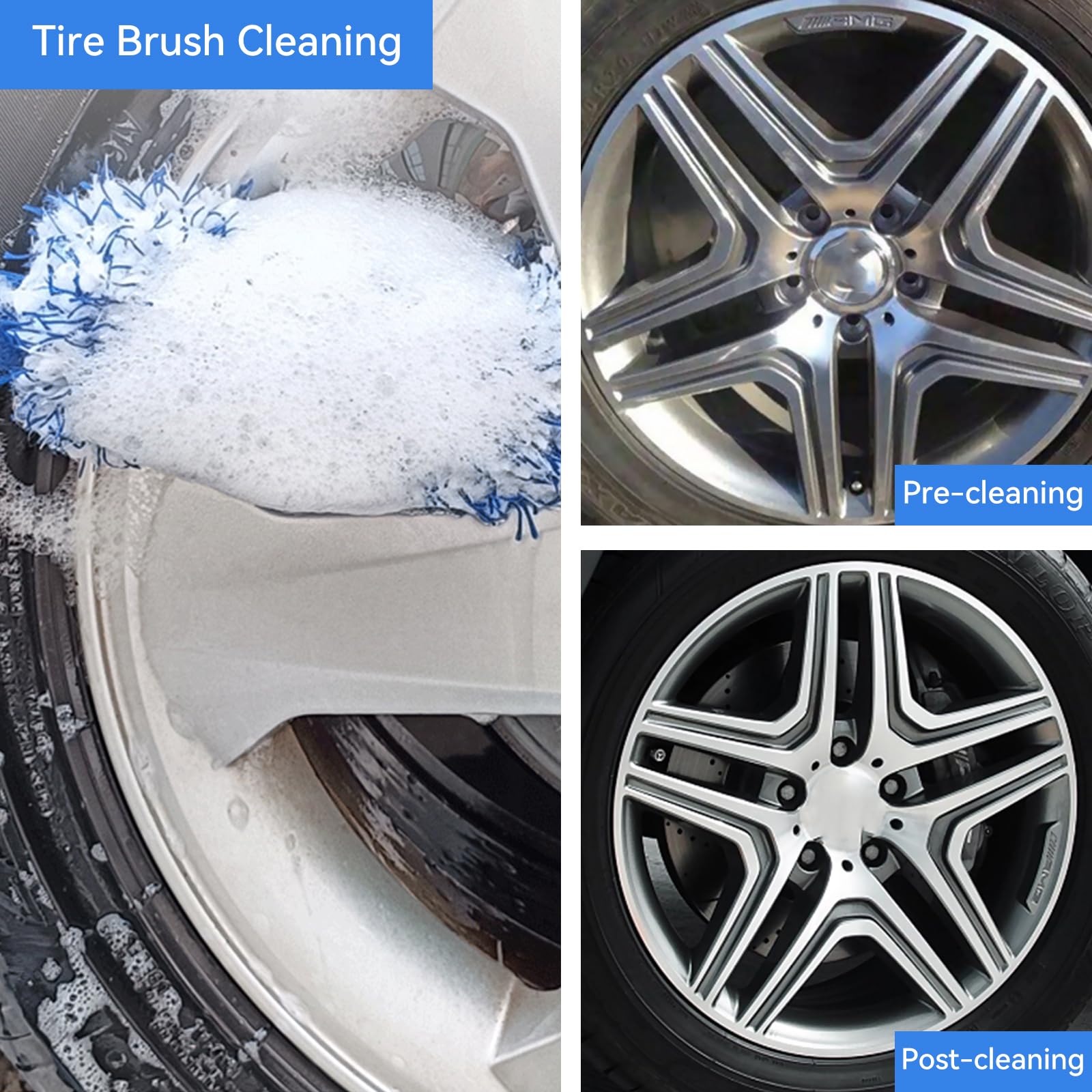 Set 3 Spazzole Per Cerchioni Auto - Microfibra, 30 Cm, Pulizia Senza Graffi - Foto 4