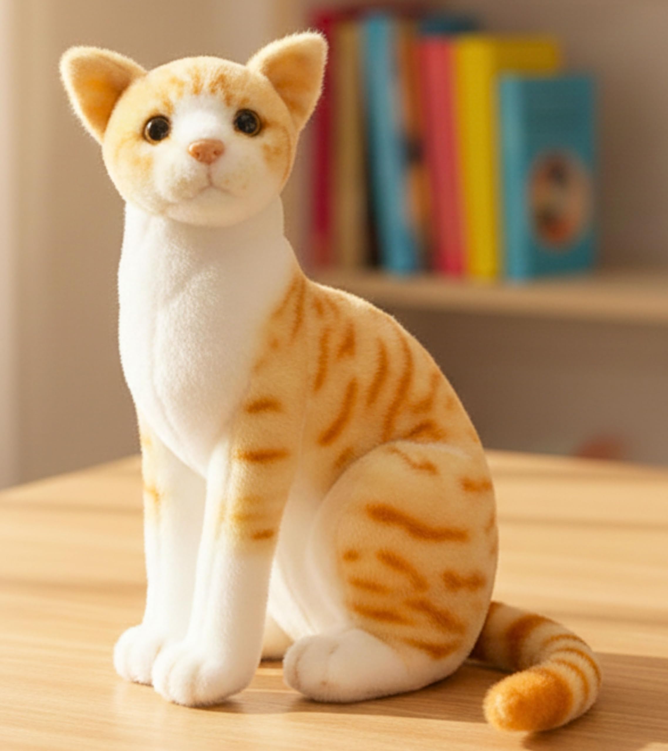 Tickles Cute Cat Soft Stuffed Plush Animal Toy for Kids Room (Size: 21 cm Color: Orange and White)-image-45