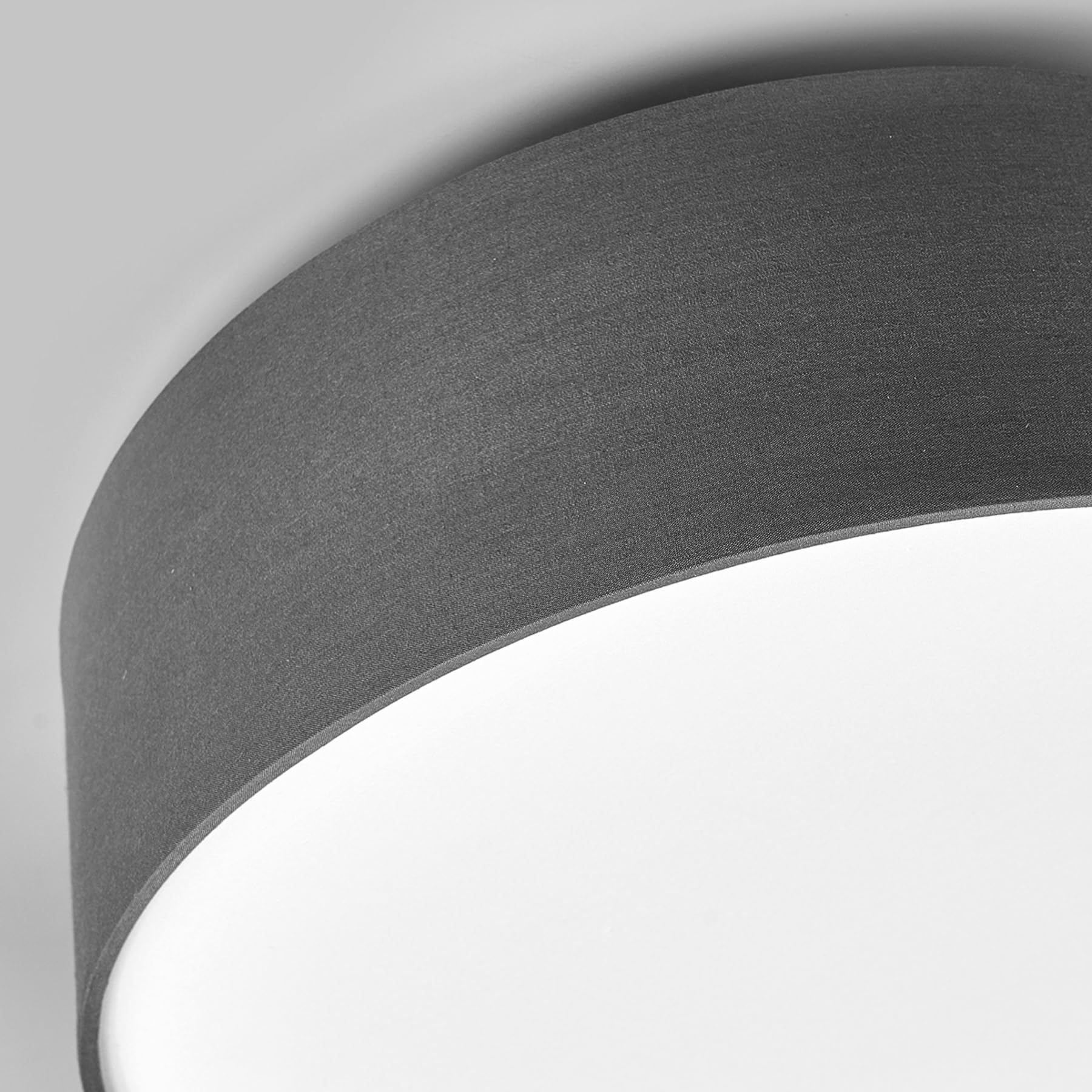 Lindby LED Textil Deckenleuchte rund 40 cm, Deckenlampe Stoff grau 3xE27 max. 60W ohne Leuchtmittel Wohnzimmerleuchte