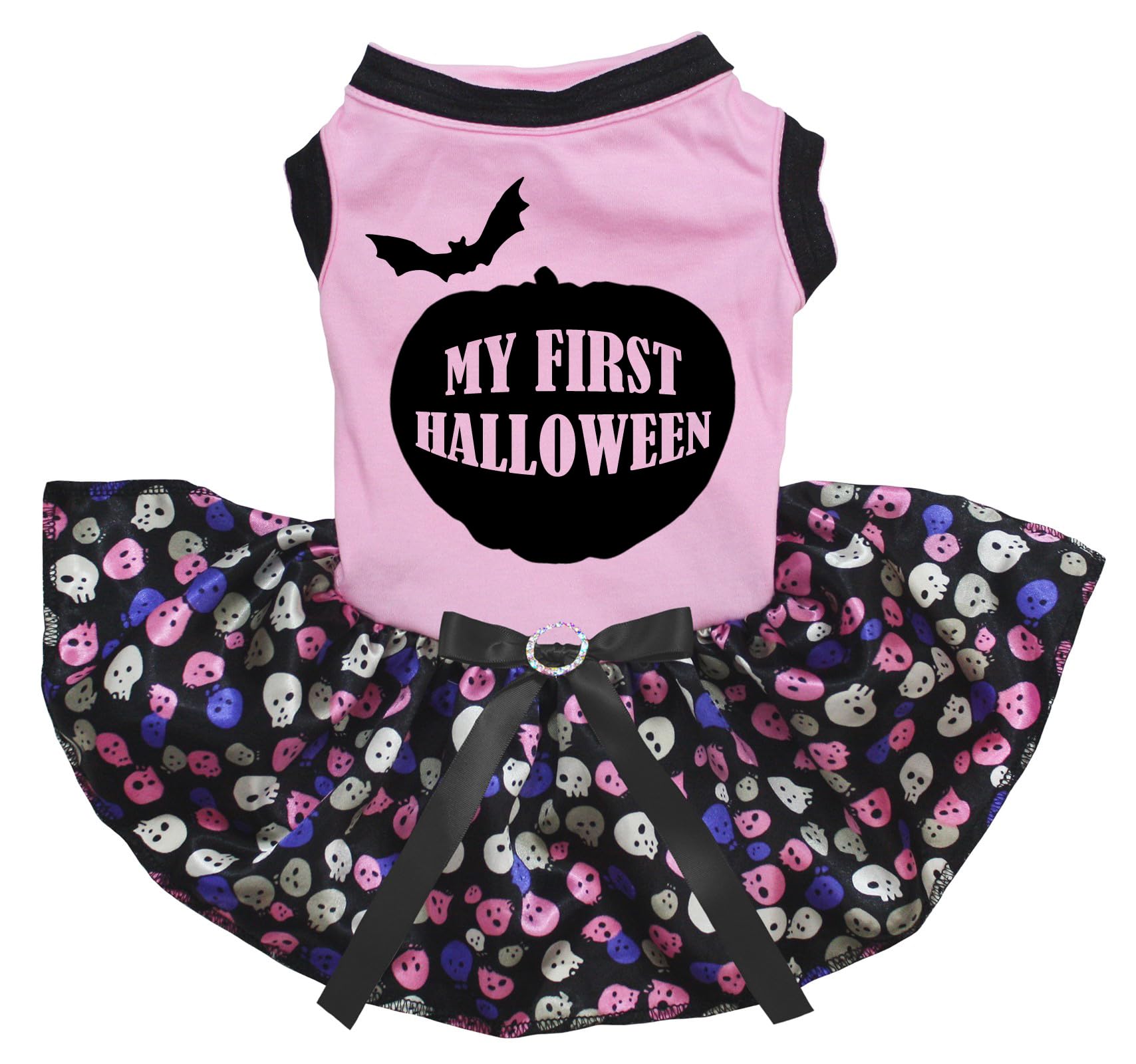 Robe pour chien pour Halloween Rose motif crâne arc-en-ciel en taille XS