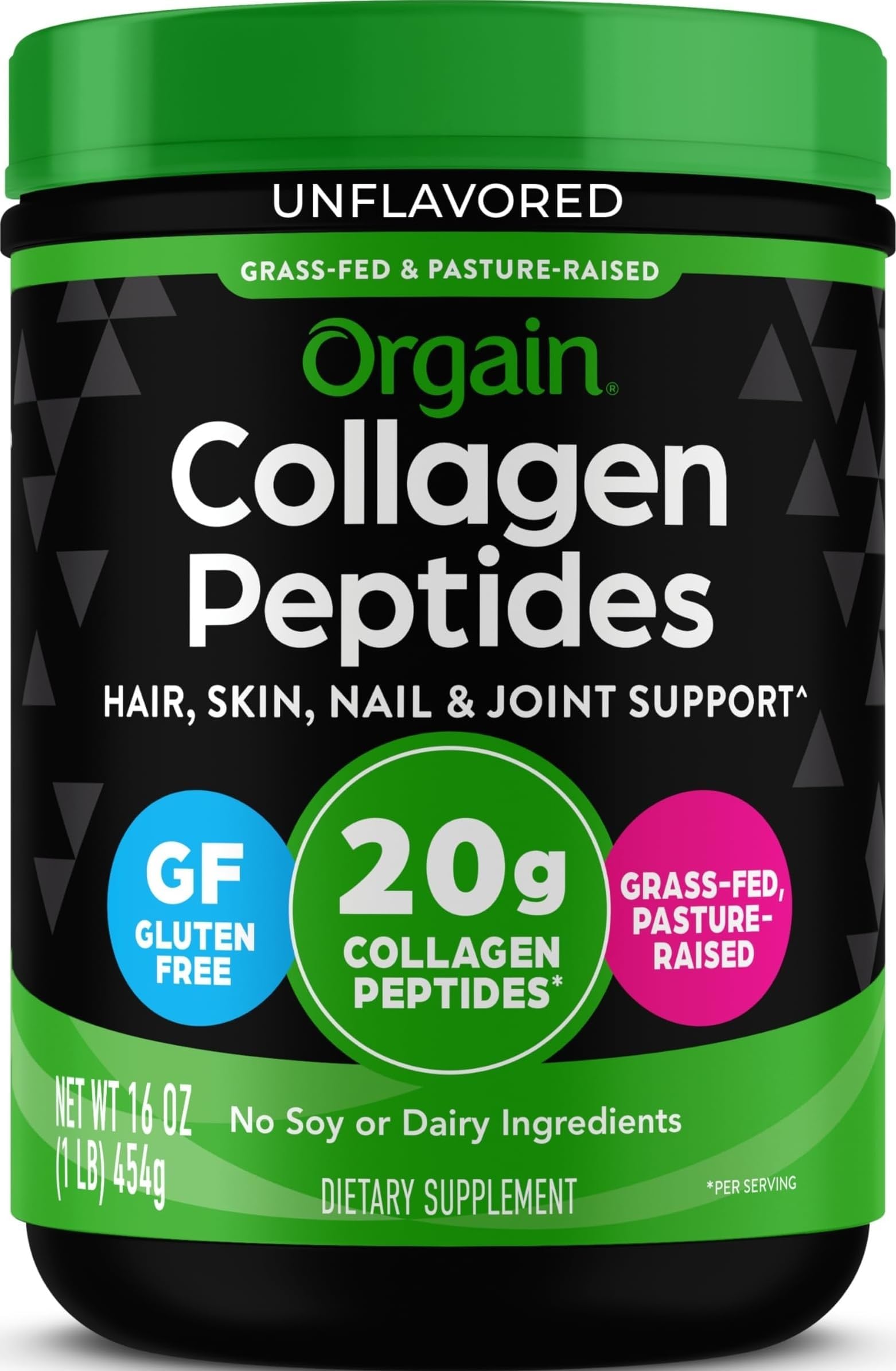 20g Hydrolyzed Collagen Peptides Powder, Unflavored, 1lb