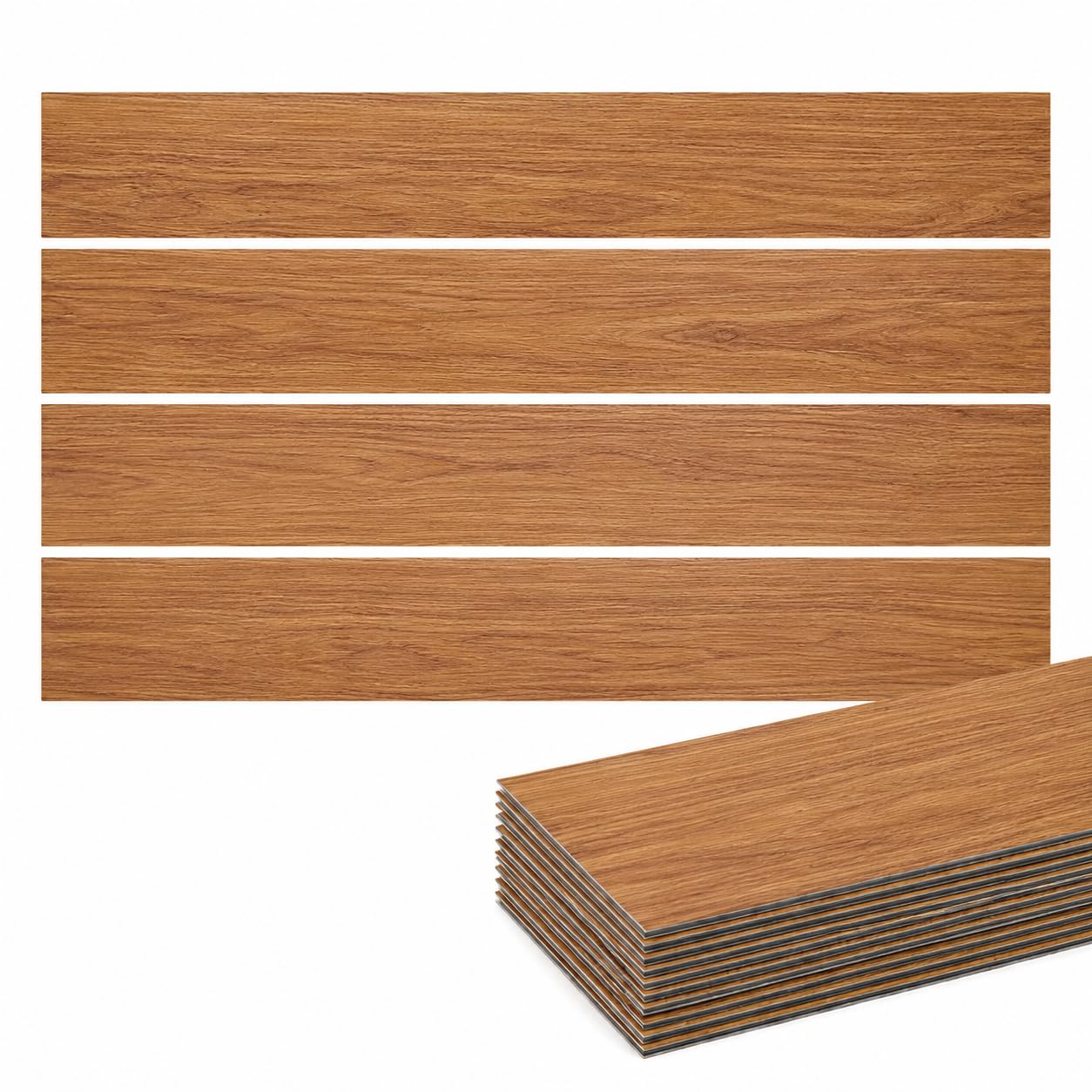 Panana 36pcs Self Adhesive PVC Flooring Planks, 5.02m² Peel & Stick Vinyl Floor Tiles, Waterproof Wood Effect Floor Stickers for Kitchen, Bathroom, Living Room & Rental Solutions (Brown)
